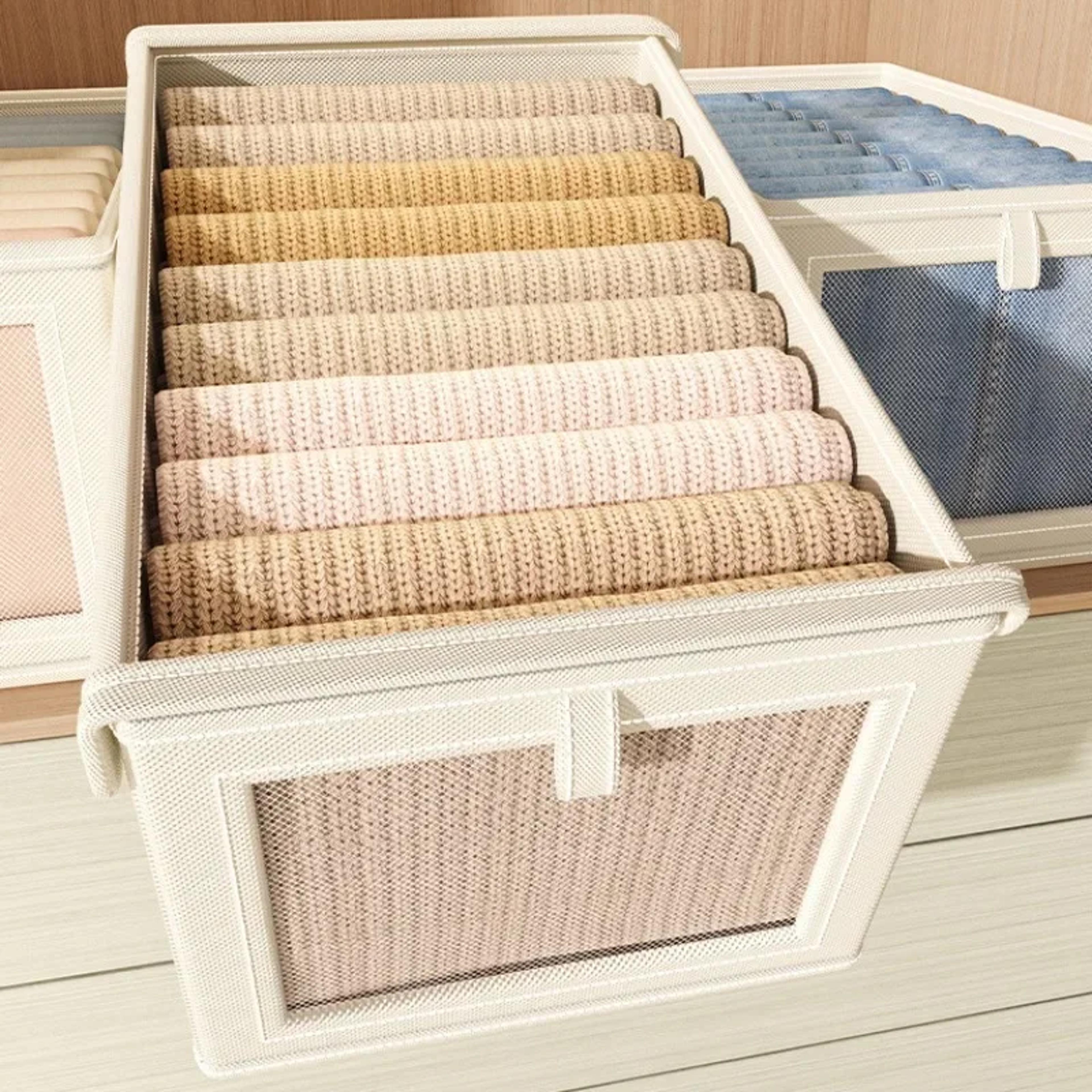 Large Foldable Canvas Storage Box With Clear Window Organize And Store Clothing SpaceSaving Home Cl 1