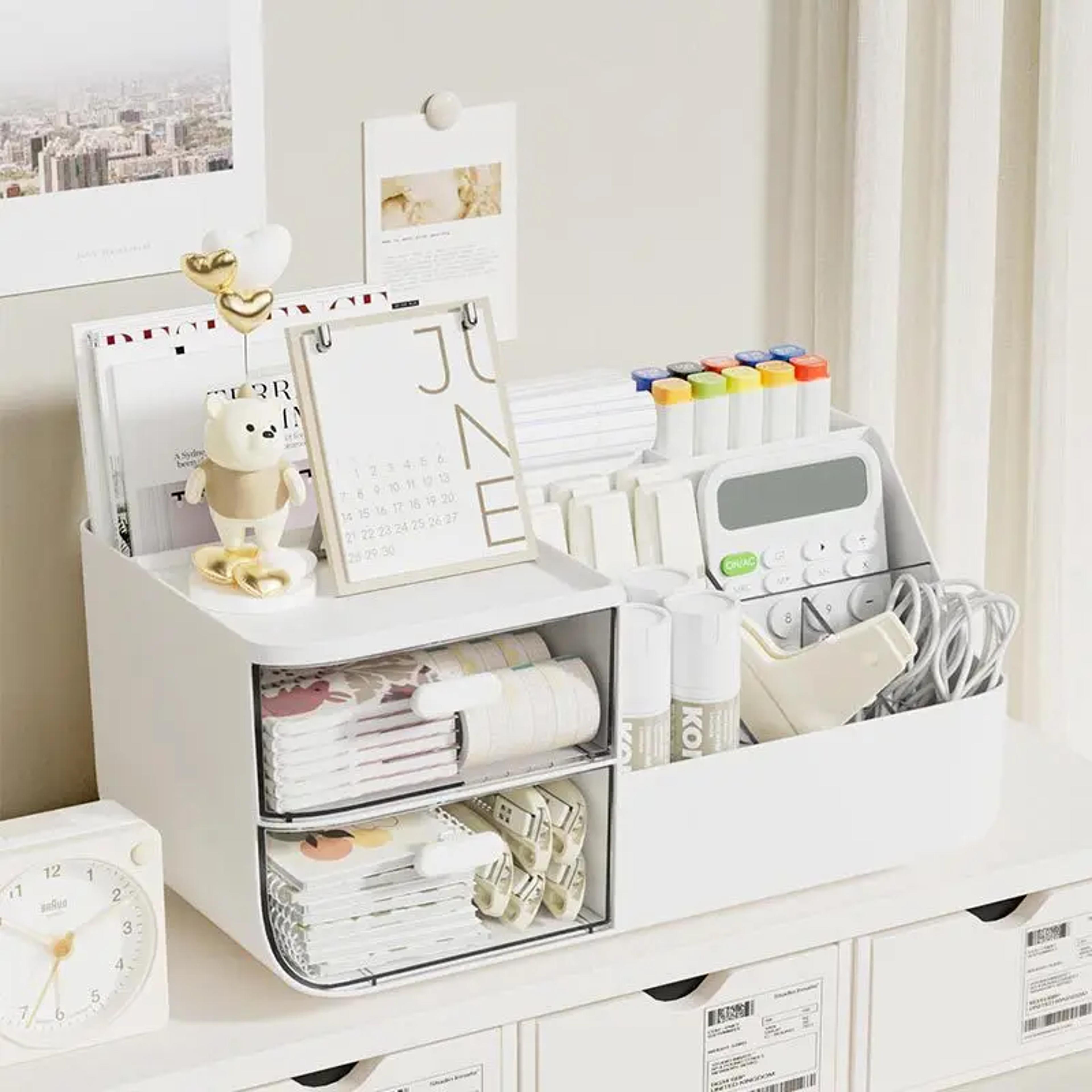 Desktop Storage Box Drawertype Organizer Box For Office Stationery Study Desk Cosmetics Storage Rac 3