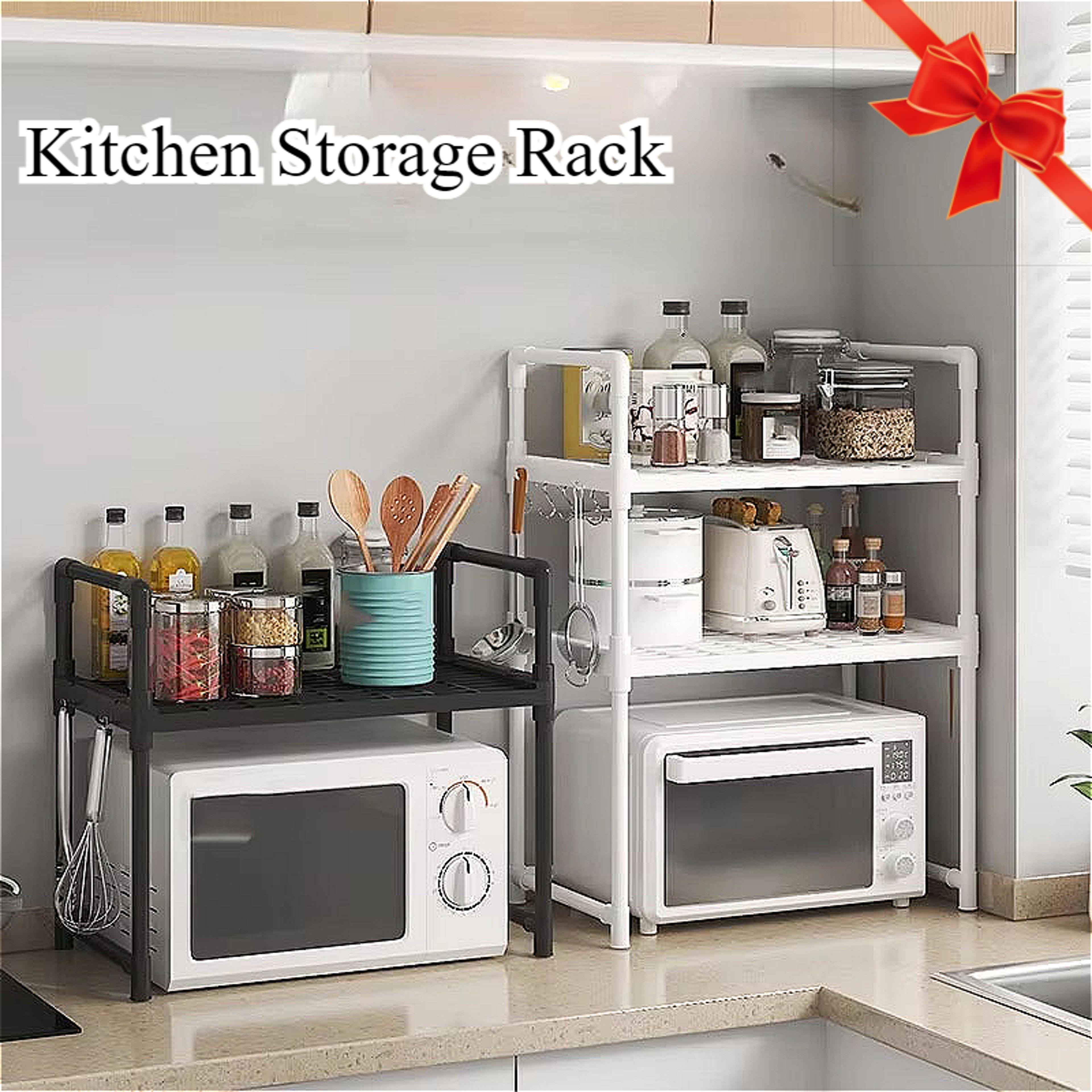 MultiLayer Kitchen Storage Rack Microwave Shelf Condiment Organizer Countertop Tidying Shelf Access