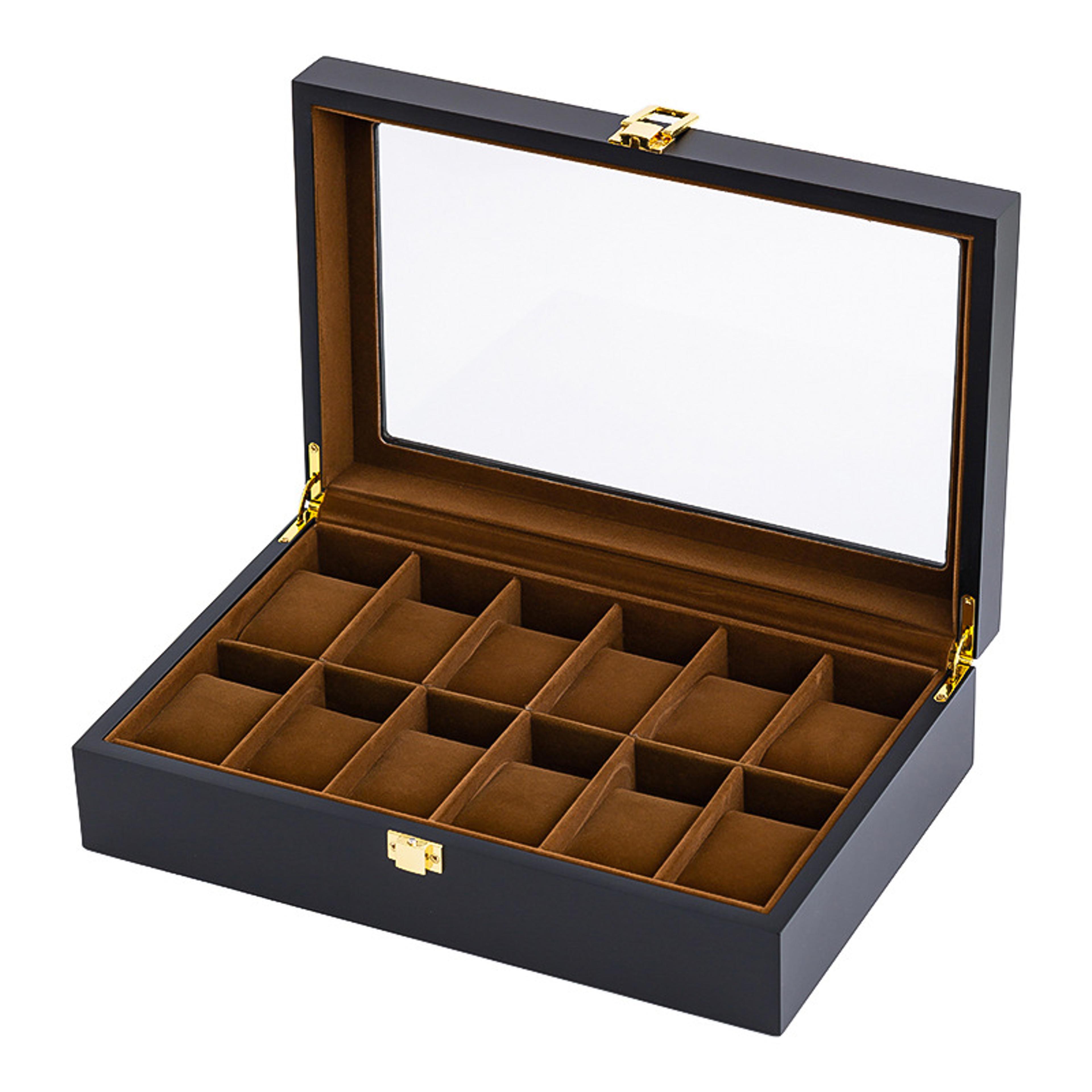 handmade wood watch box grids jewelry holder, storage organizer for watch display case