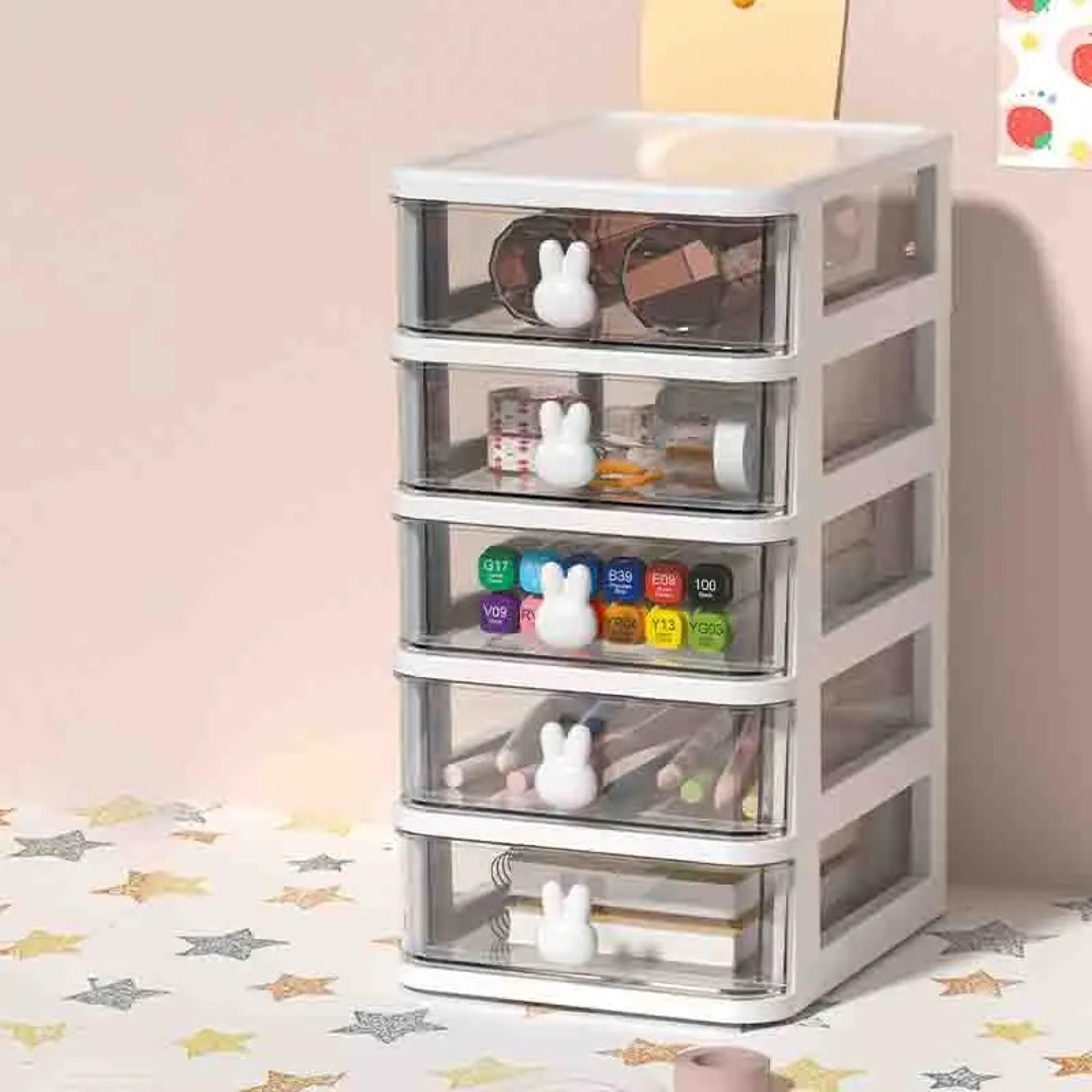 Clear Stacking Drawer Organizer MultiTier PP Storage Box Cartoon For Office Beauty Products Modular 9