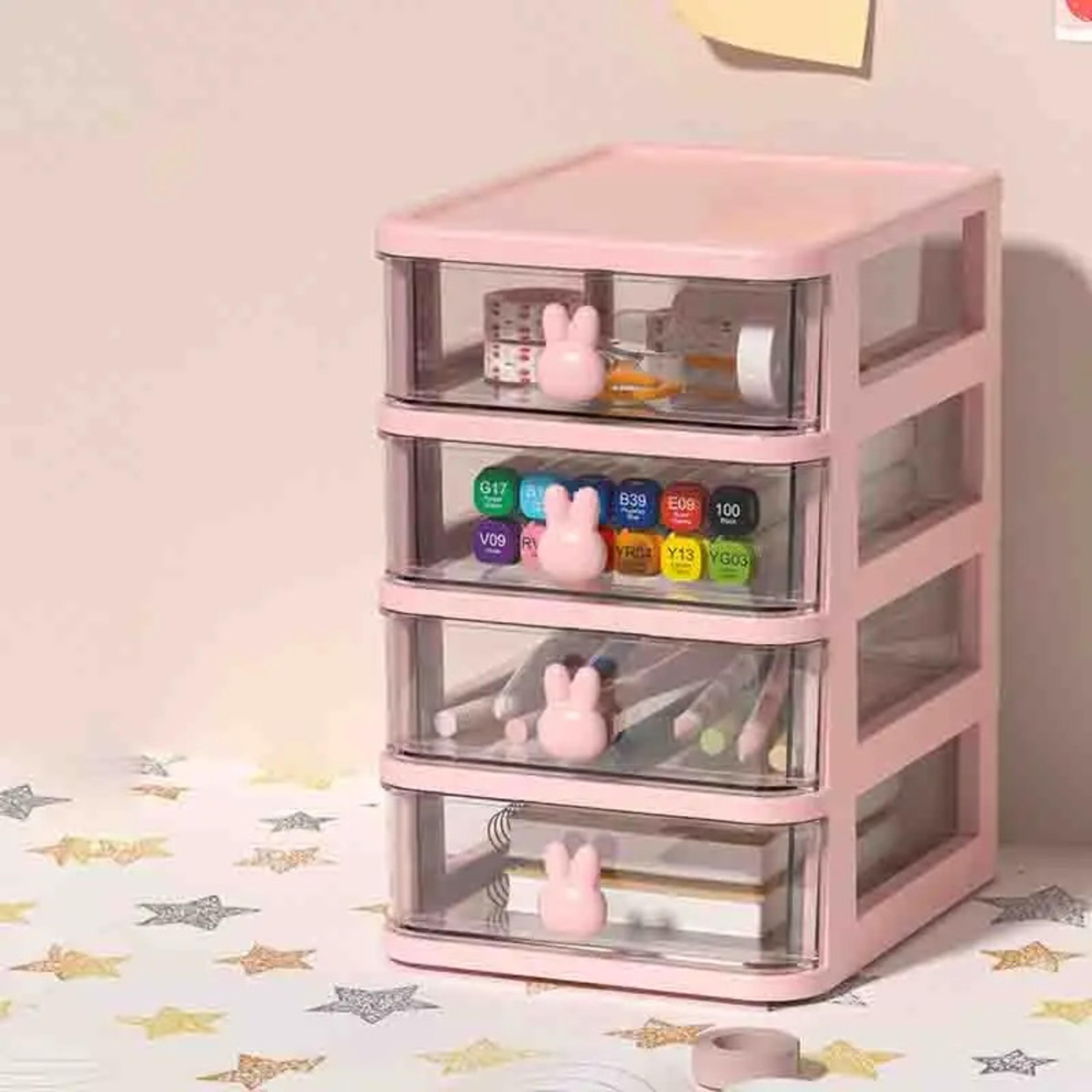 Clear Stacking Drawer Organizer MultiTier PP Storage Box Cartoon For Office Beauty Products Modular 12