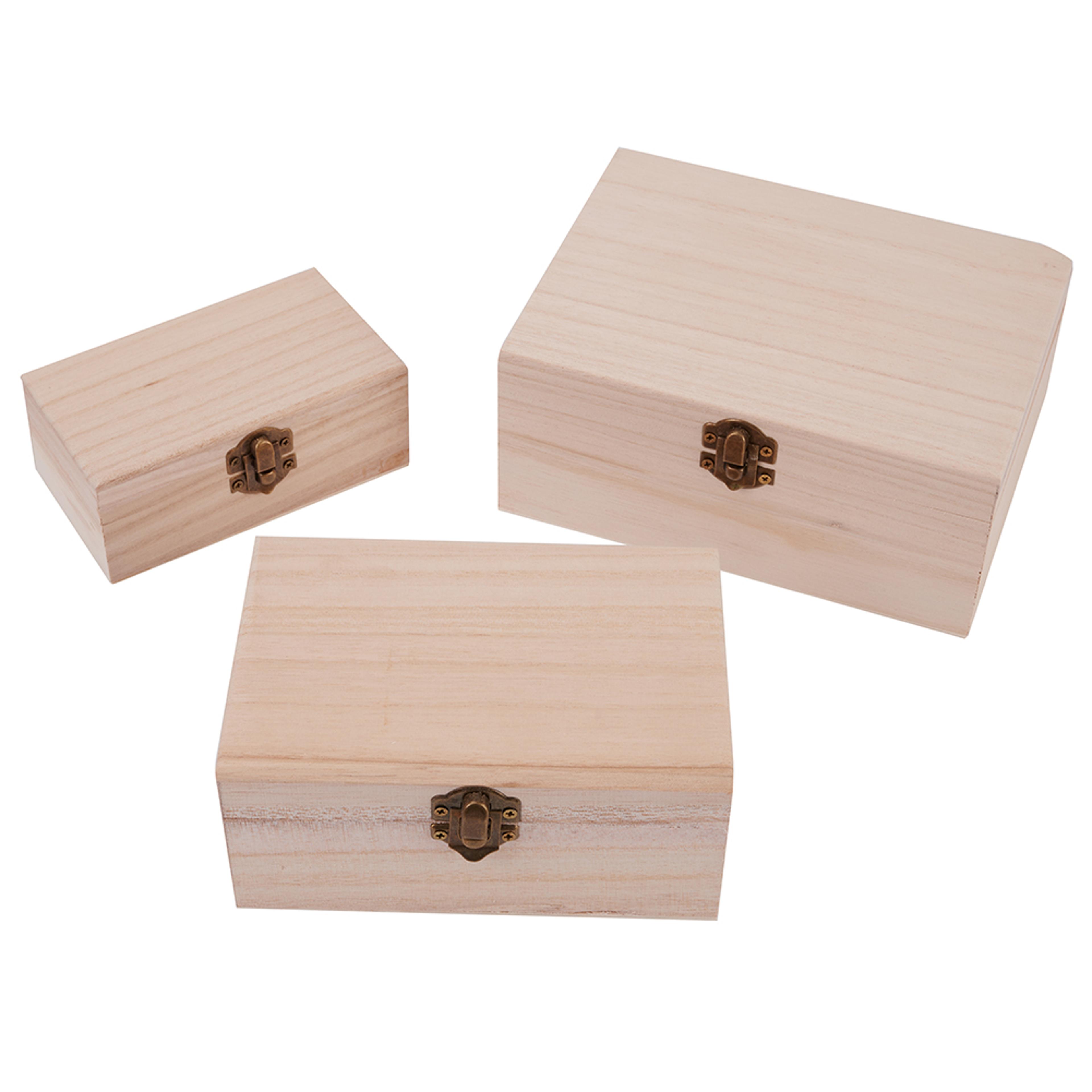 Color Scotch Plain Wood Wooden Square Hinged Storage Boxes Craft Gift Box Handmade Case Box For Sto 2