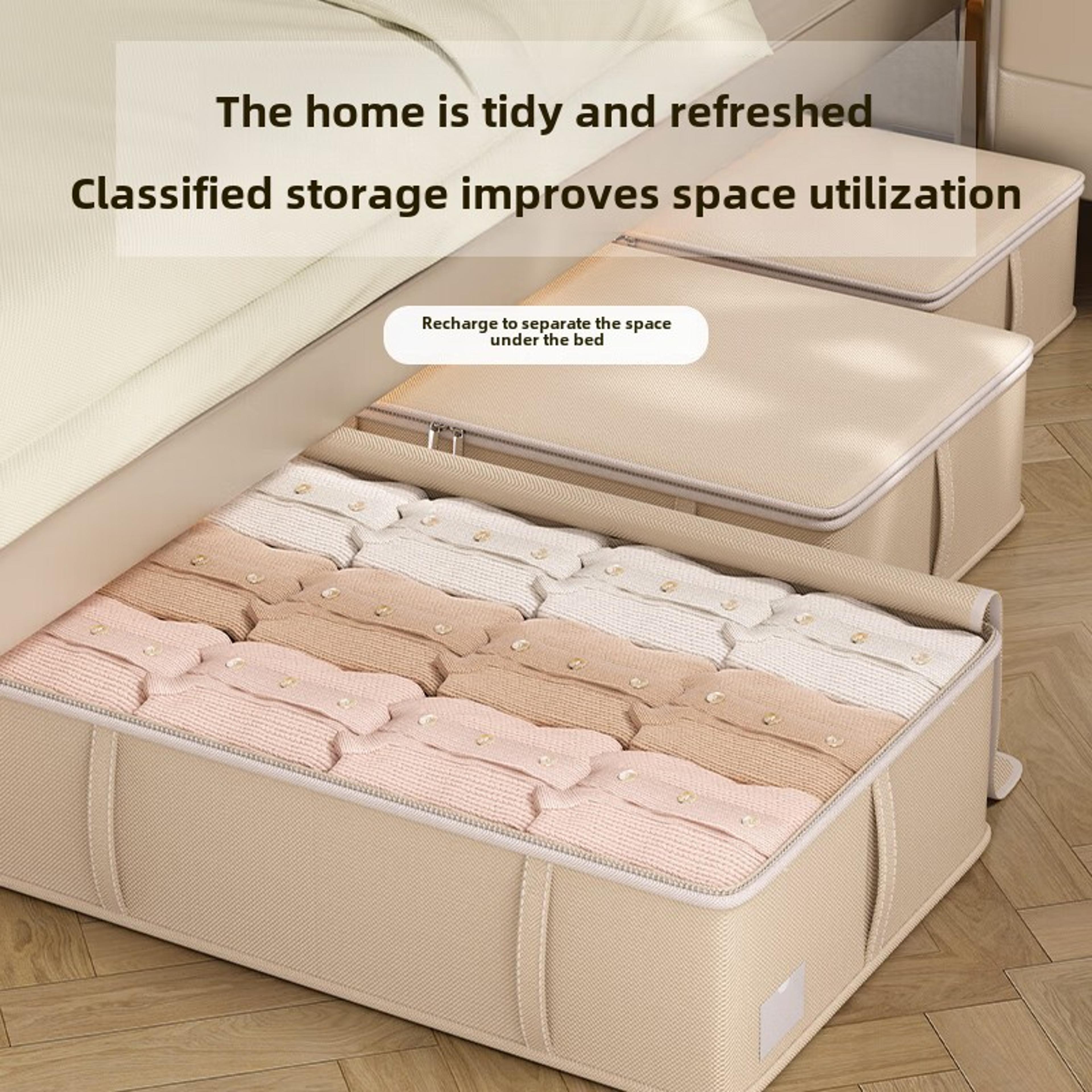Oxford Fabric Board Underbed Storage Box Flat Drawer Design For Seasonal Clothes And Blankets Home