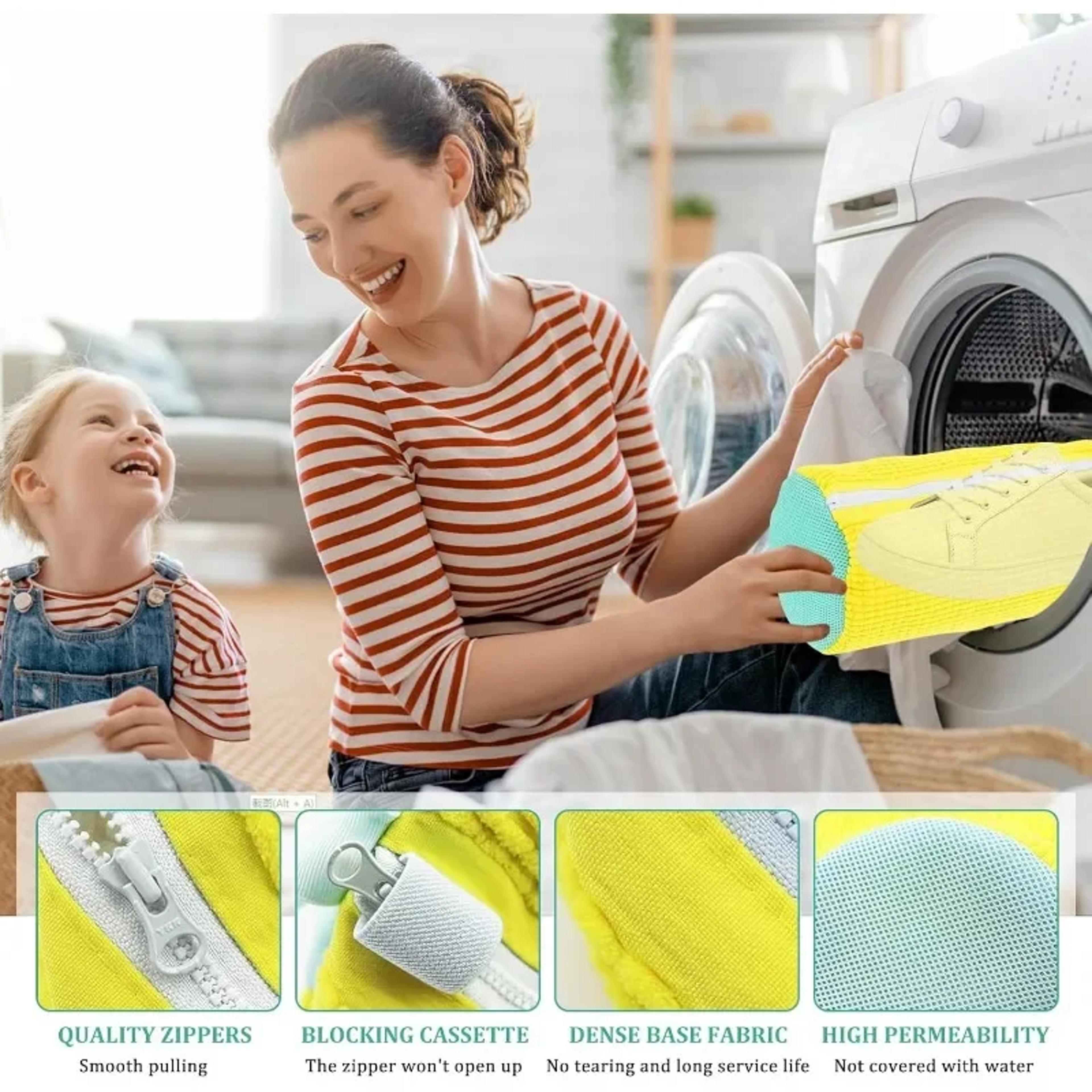 Durable Mesh Shoe Wash Bag With Zipper Protects Sneakers Casual Shoes In Washer Dryer Travel Storag 3