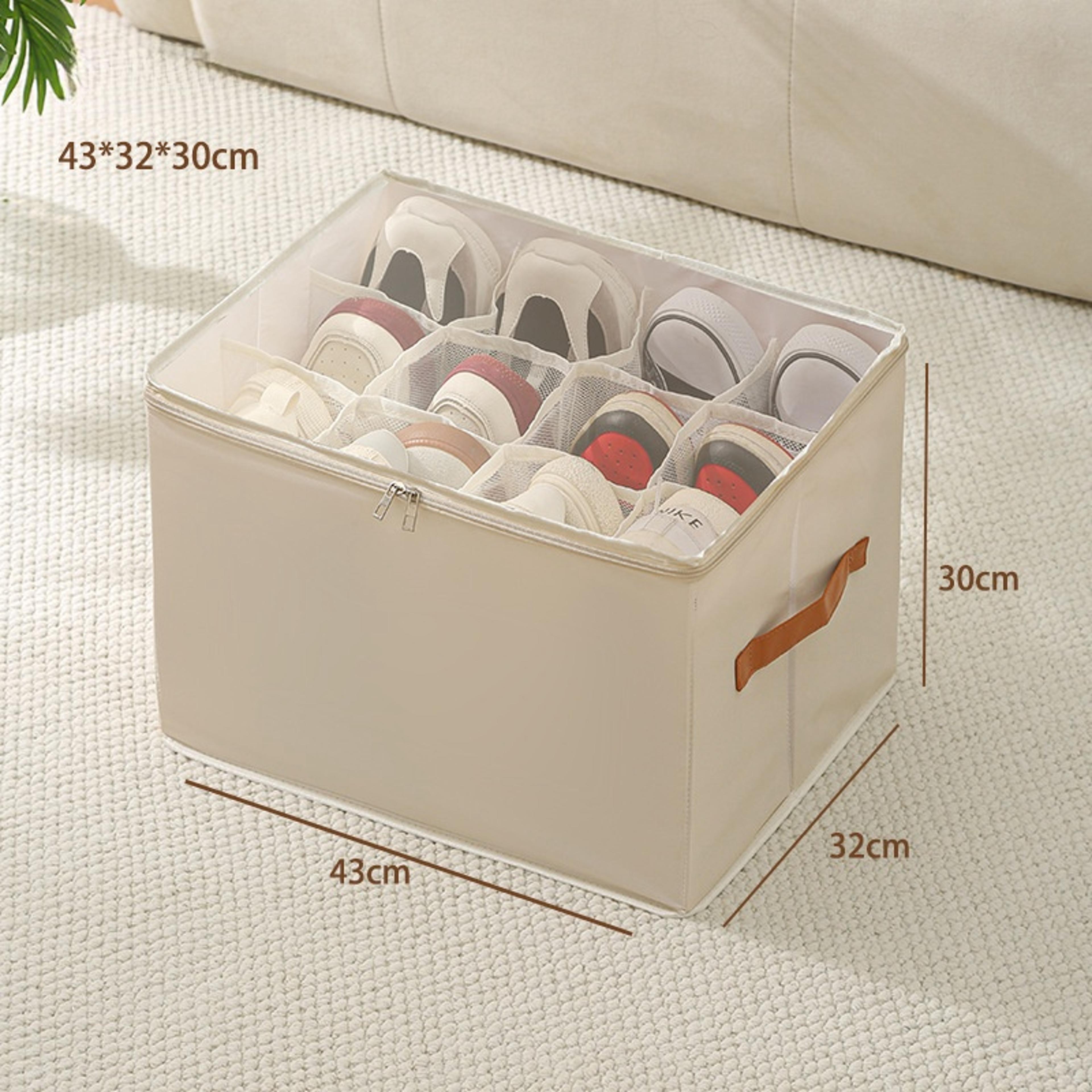 Shoe Organizer With Adjustable Dividers Fabric Shoe Hanger With Cover Shoe Storage Drawer Box Conta