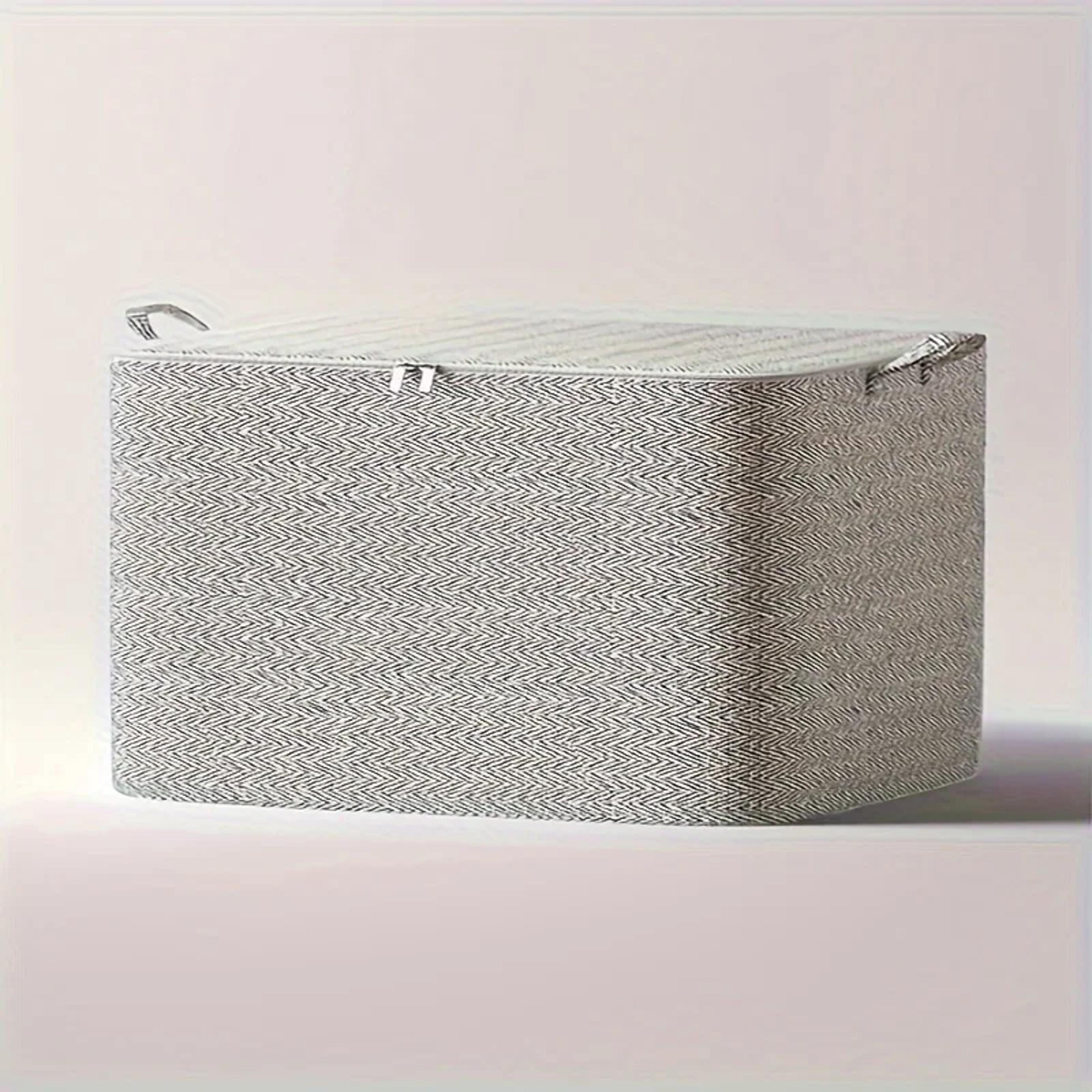 Decorative Fabric Storage Bins With Lids Herringbone Pattern Organizer Boxes Collapsible Storage Ba