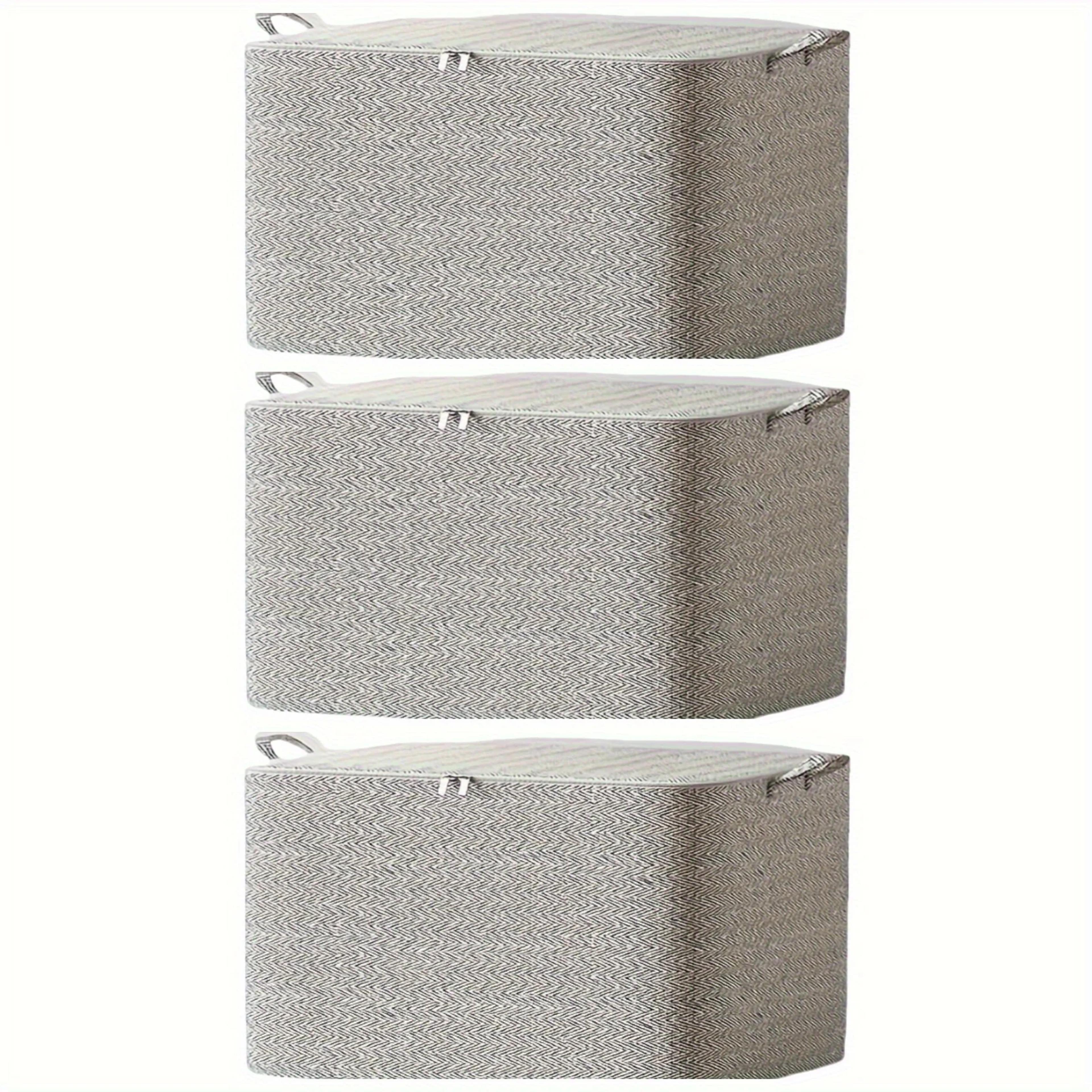 Decorative Fabric Storage Bins With Lids Herringbone Pattern Organizer Boxes Collapsible Storage Ba