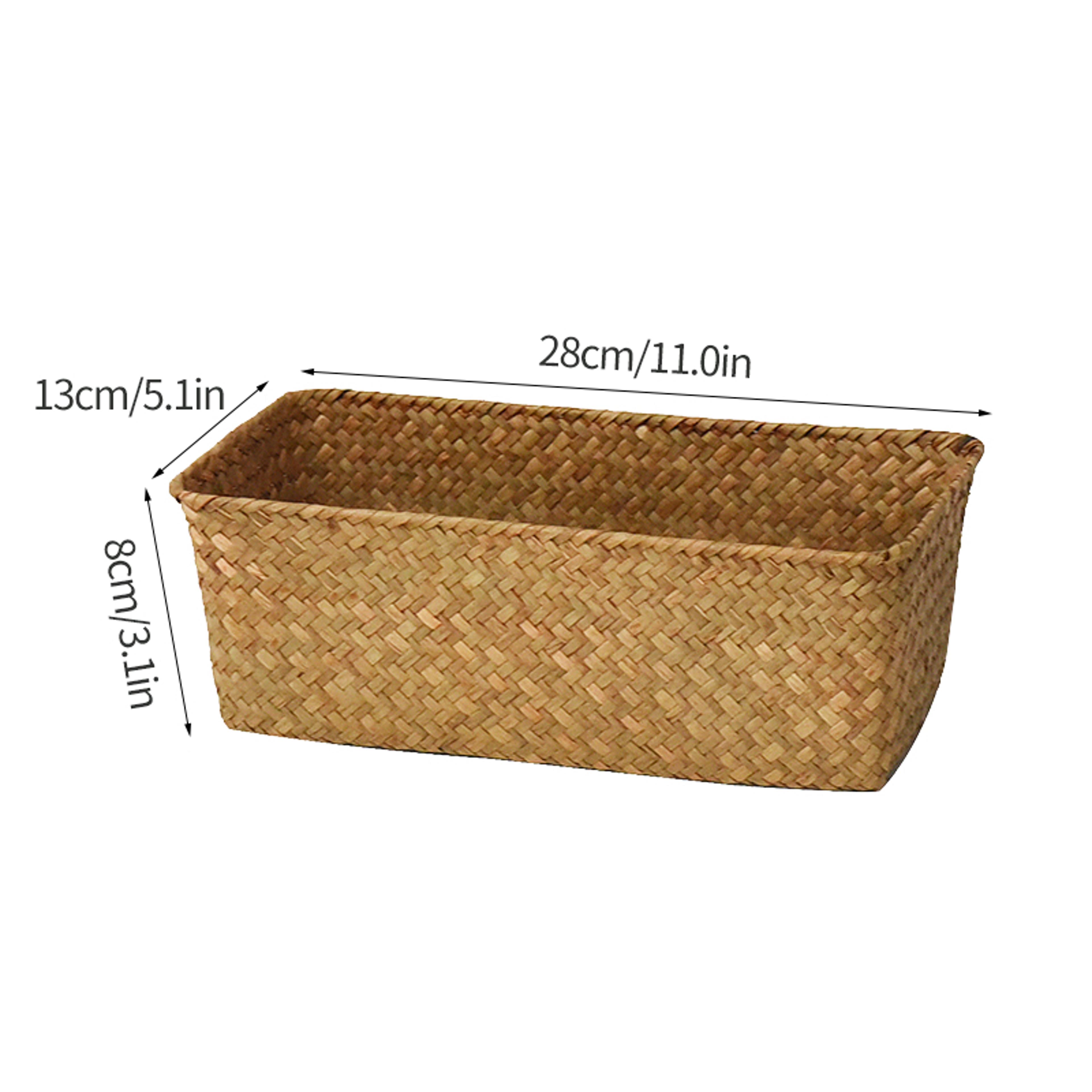 Woven Seagrass Wicker Storage Basket Rectangular Straw Rattan Basket Multipurpose Fruit Cosmetic Su 8