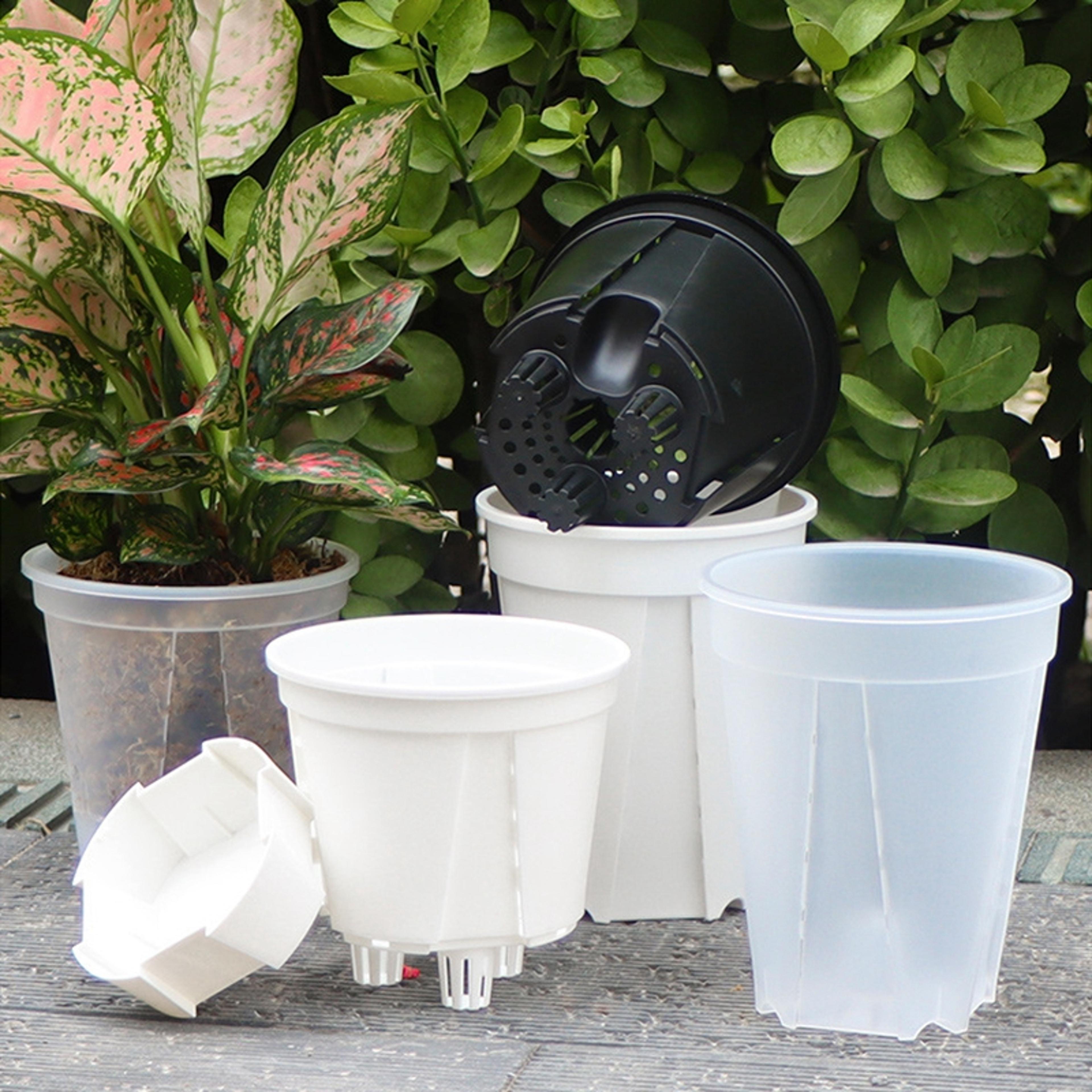 Transparent Self Watering Plant Pots Plastic Flowerpot Planter With Drainage Holes For Indoor And O 3