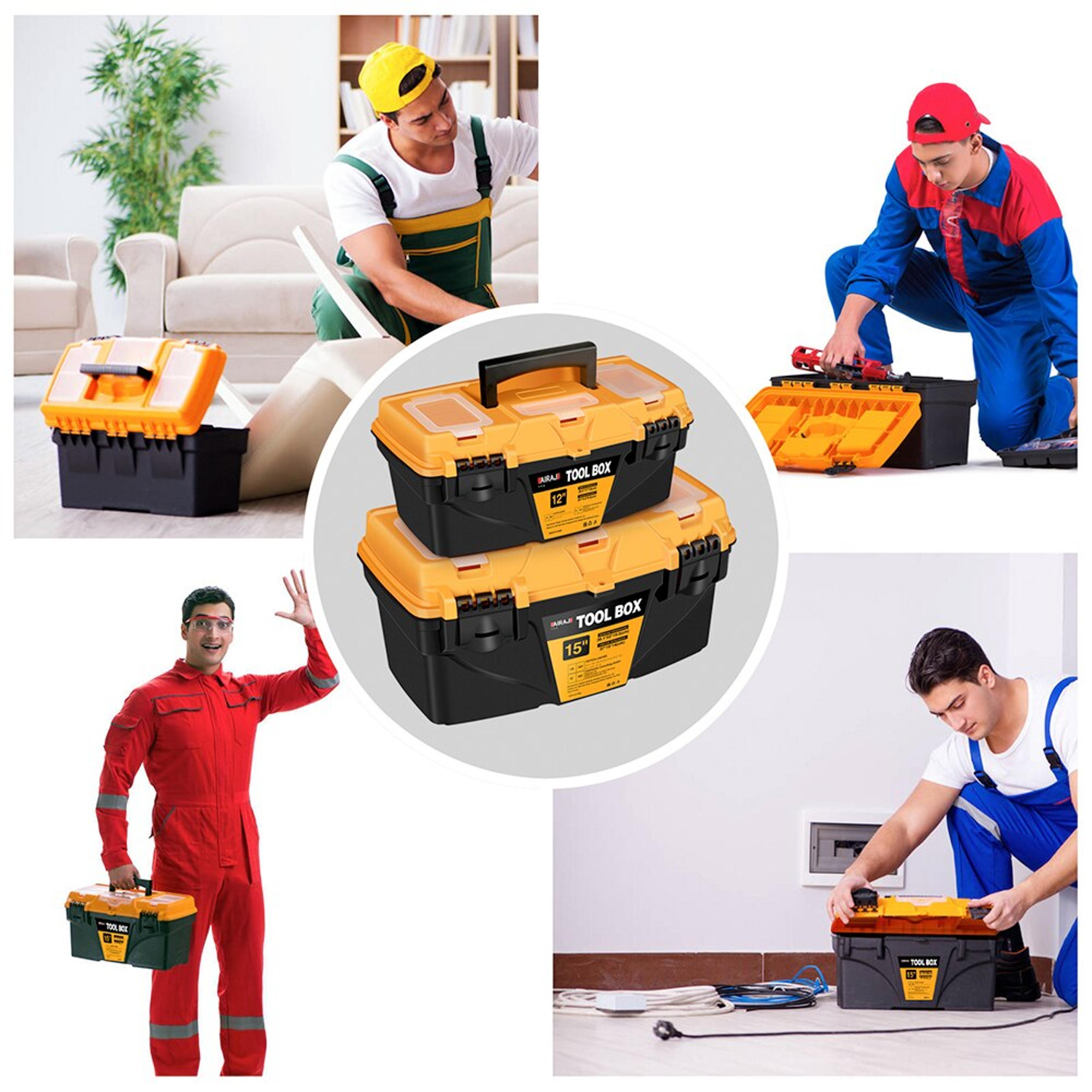 Hardware Toolbox Plastic Thick Combination Suitcase Electrician Carpenter Electric Drill Storage Bo 4