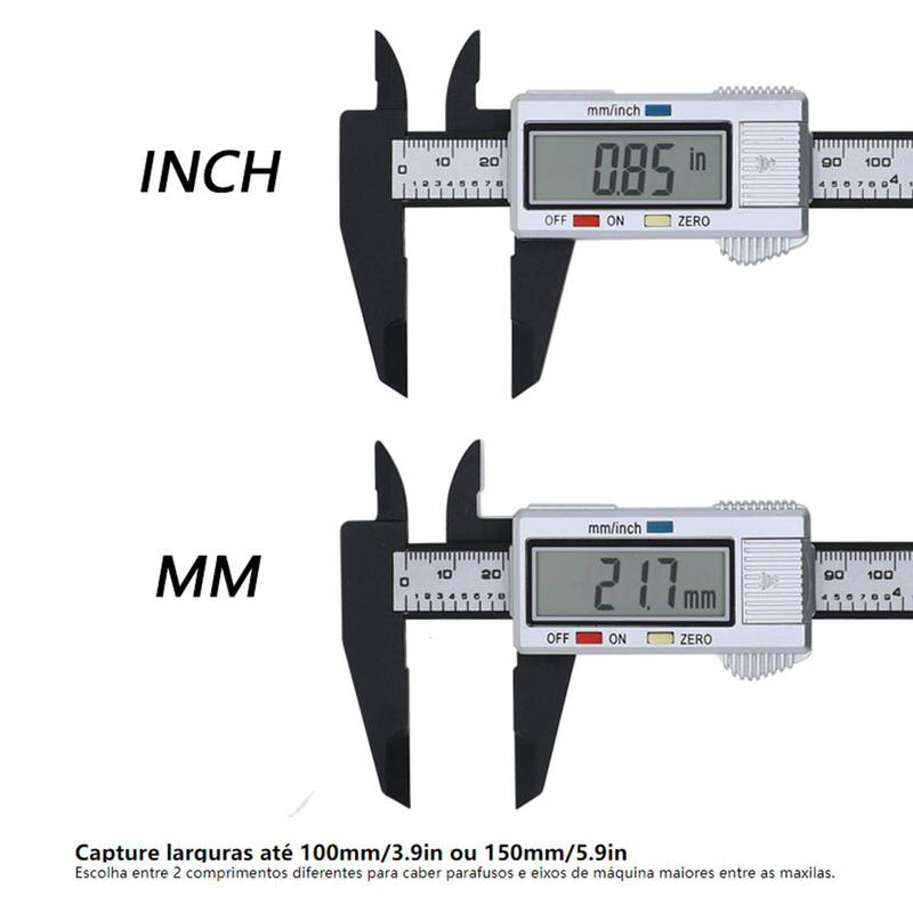 Digital Vernier Caliper Inch Metric Fraction Conversion Tool Large LCD Display Plastic Caliper For  5