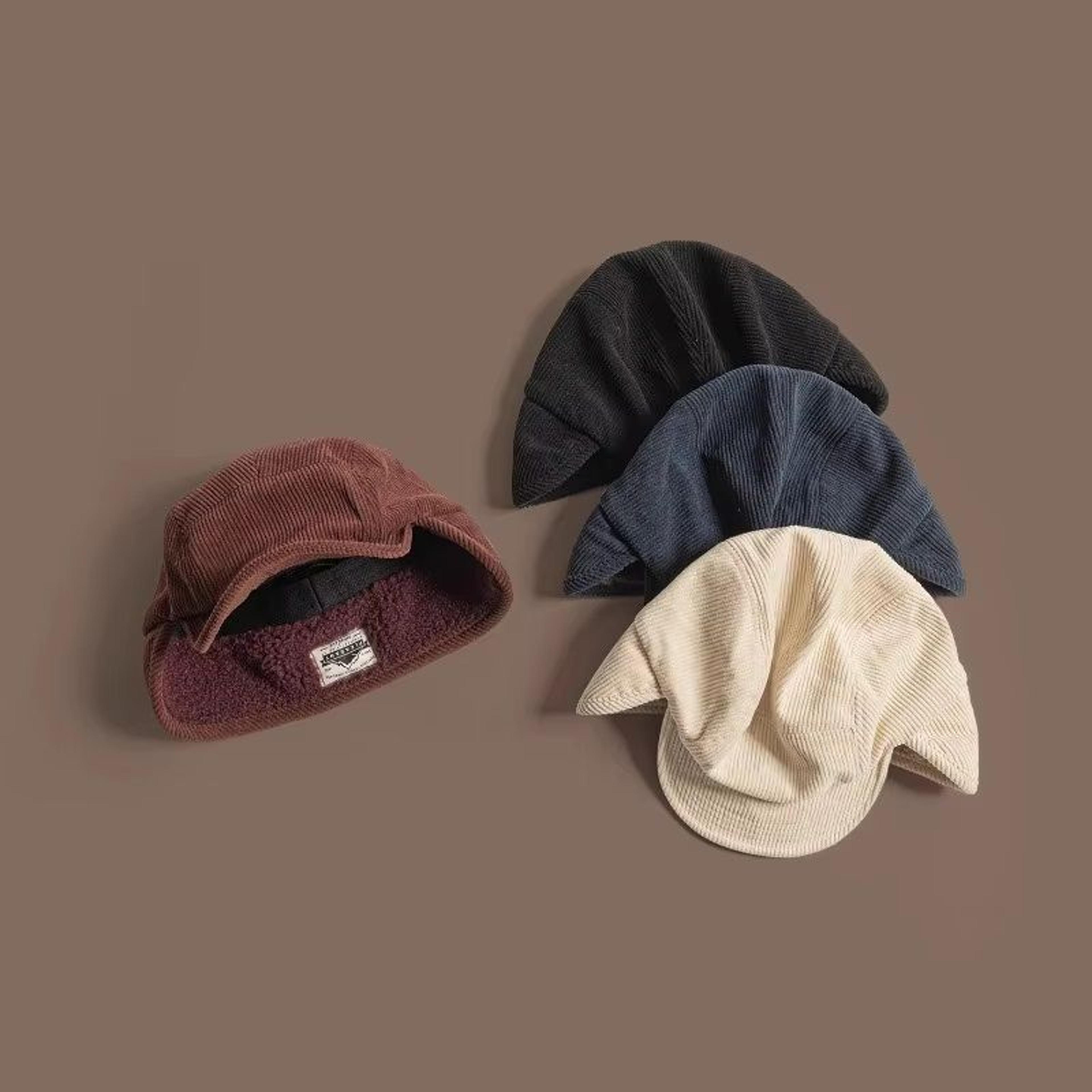Winter Unisex Retro Corduroy Bomber Hat FleeceLined Windproof Earflap Cap For Men And Women 4