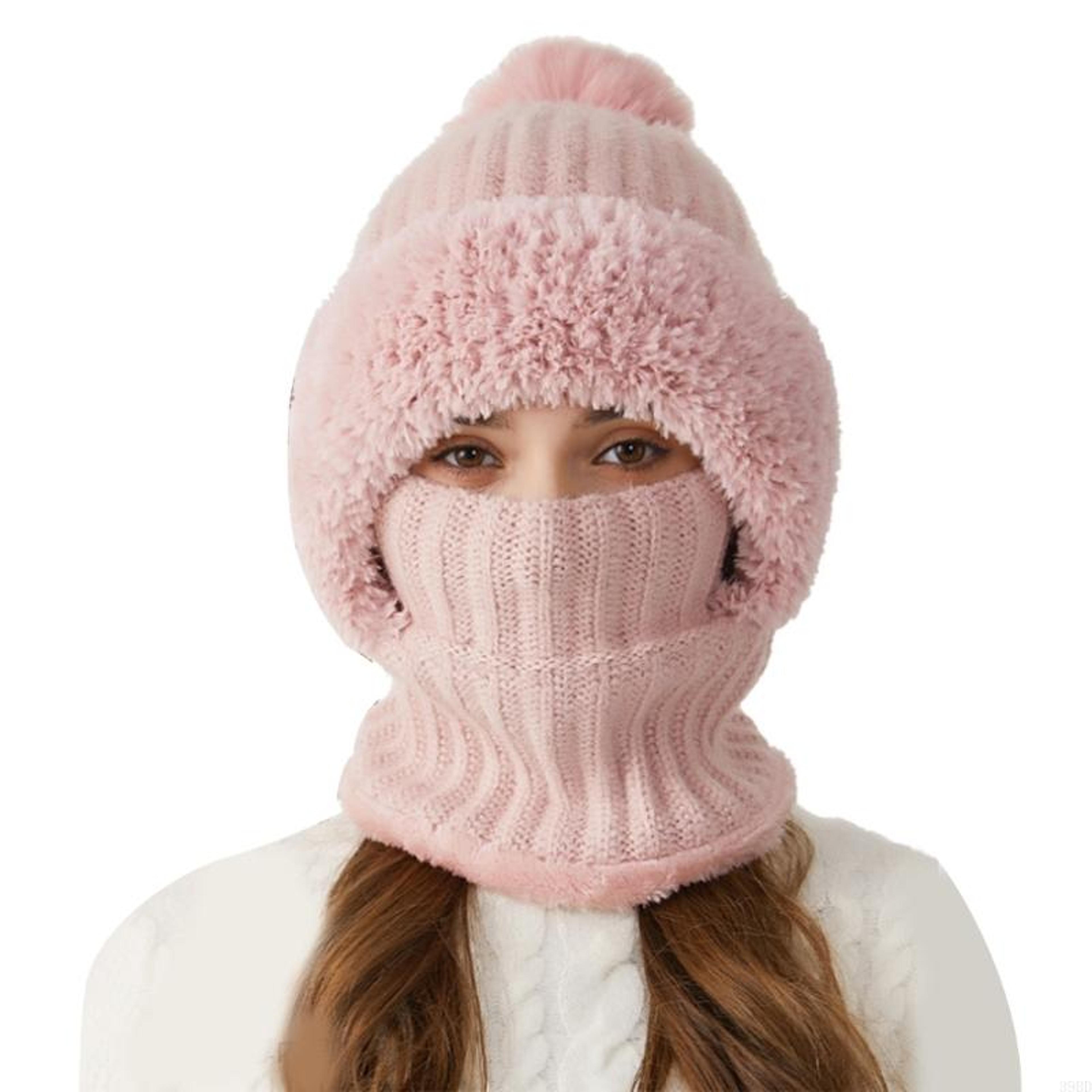Women Knitted Winter Hat Warm Pullover Hat Outdoor Unisex Hat Neck Warmer For Outdoor Activity 8