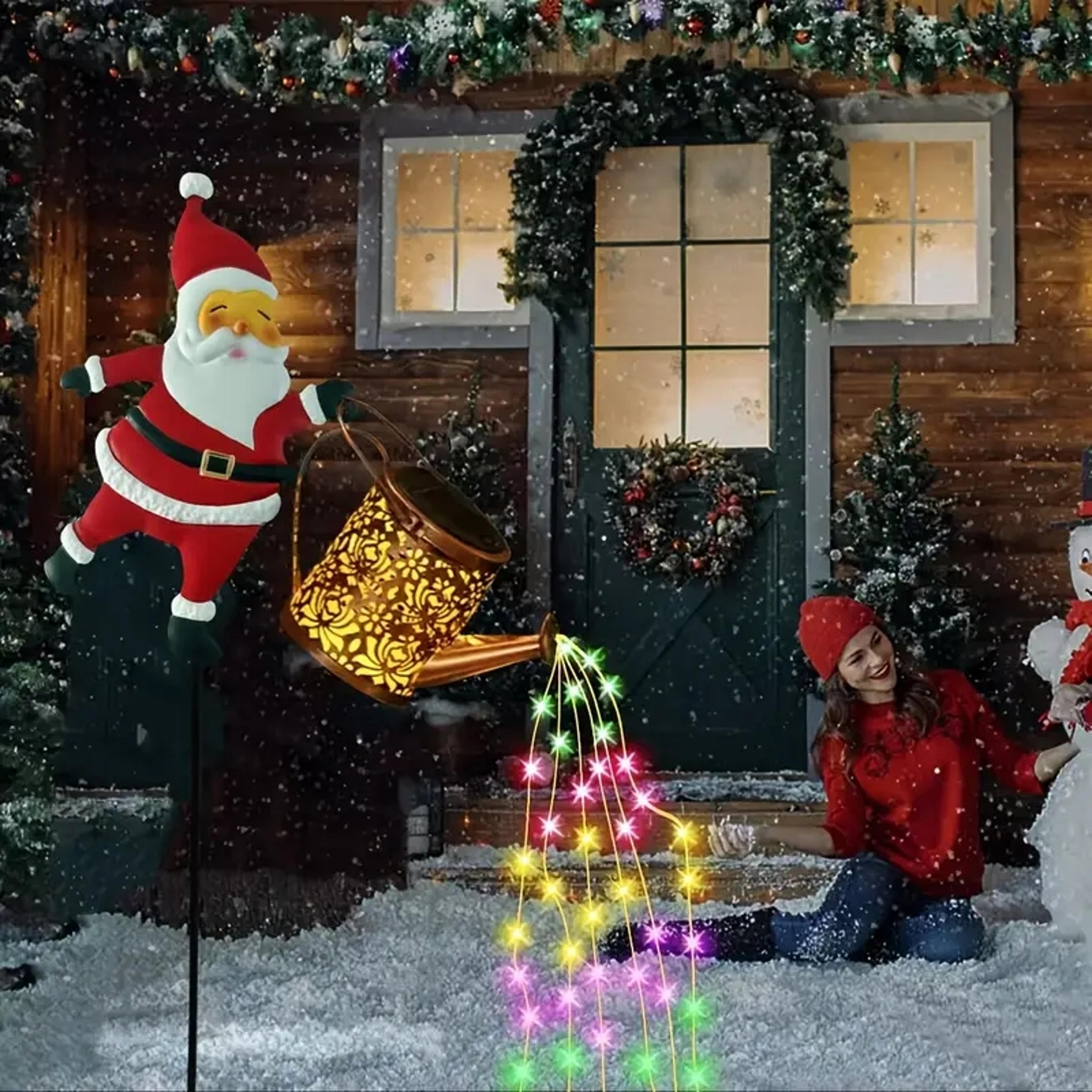 Christmas Solar Kettle Lights Garden Lawn Decorative Santa Claus Kettle Ground Lamp Solar LED Night 4
