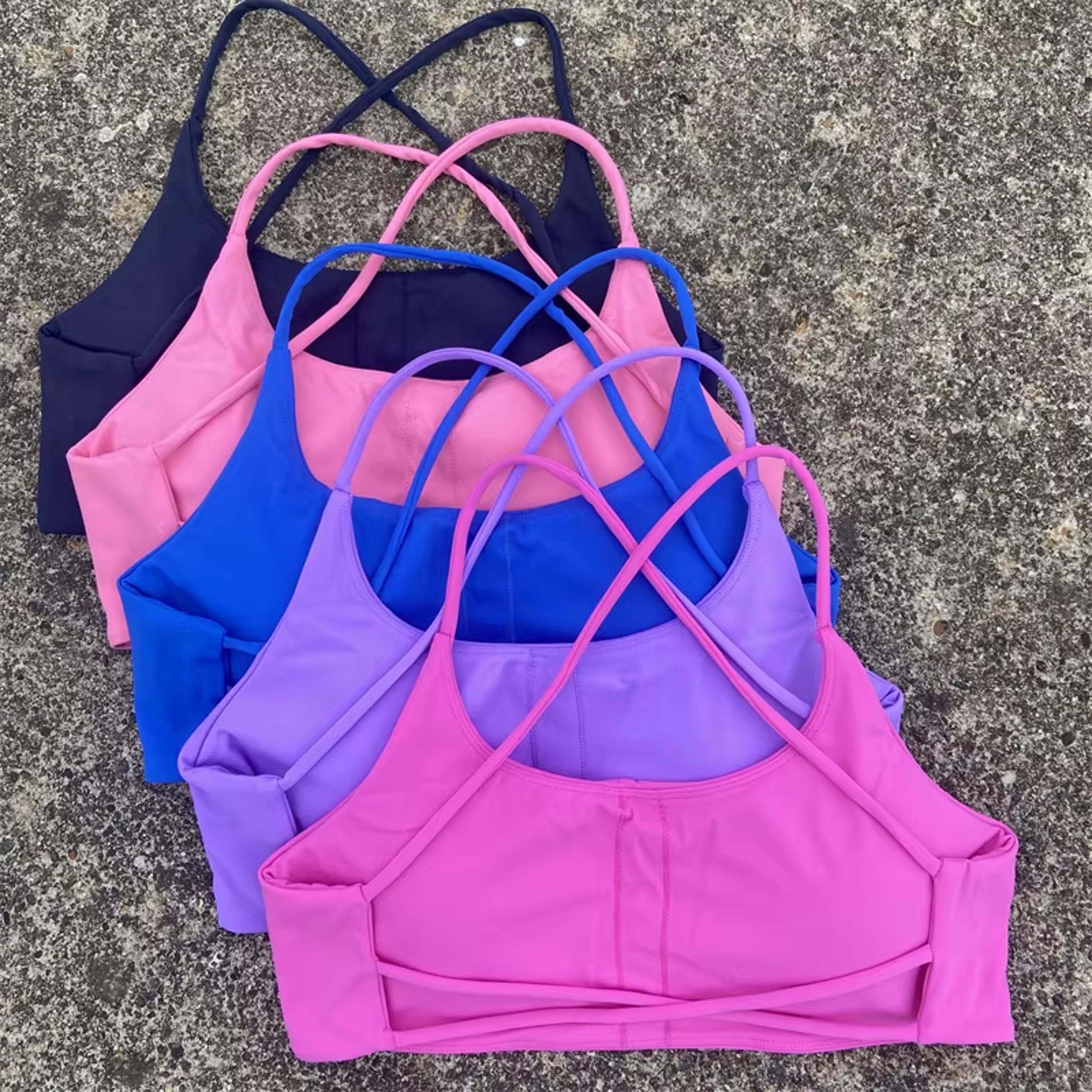 sexy soft fitness sport bra, spaghetti strap cross back women top, tight gym yoga underwear athletic workout with chest