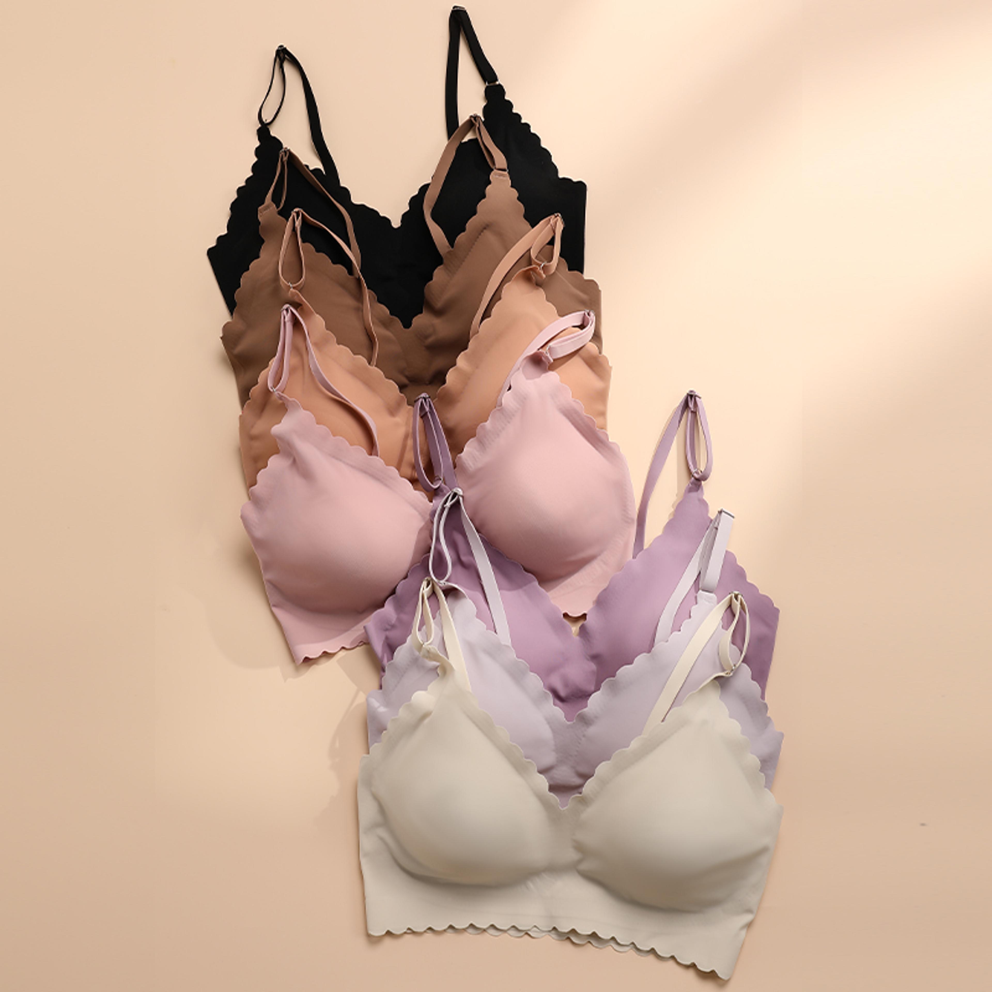 Comfy Bra WireFree Padded Wavy Edge Seamless Yoga Wear Bra For Women Laser Cutting Invisible Ladies 0