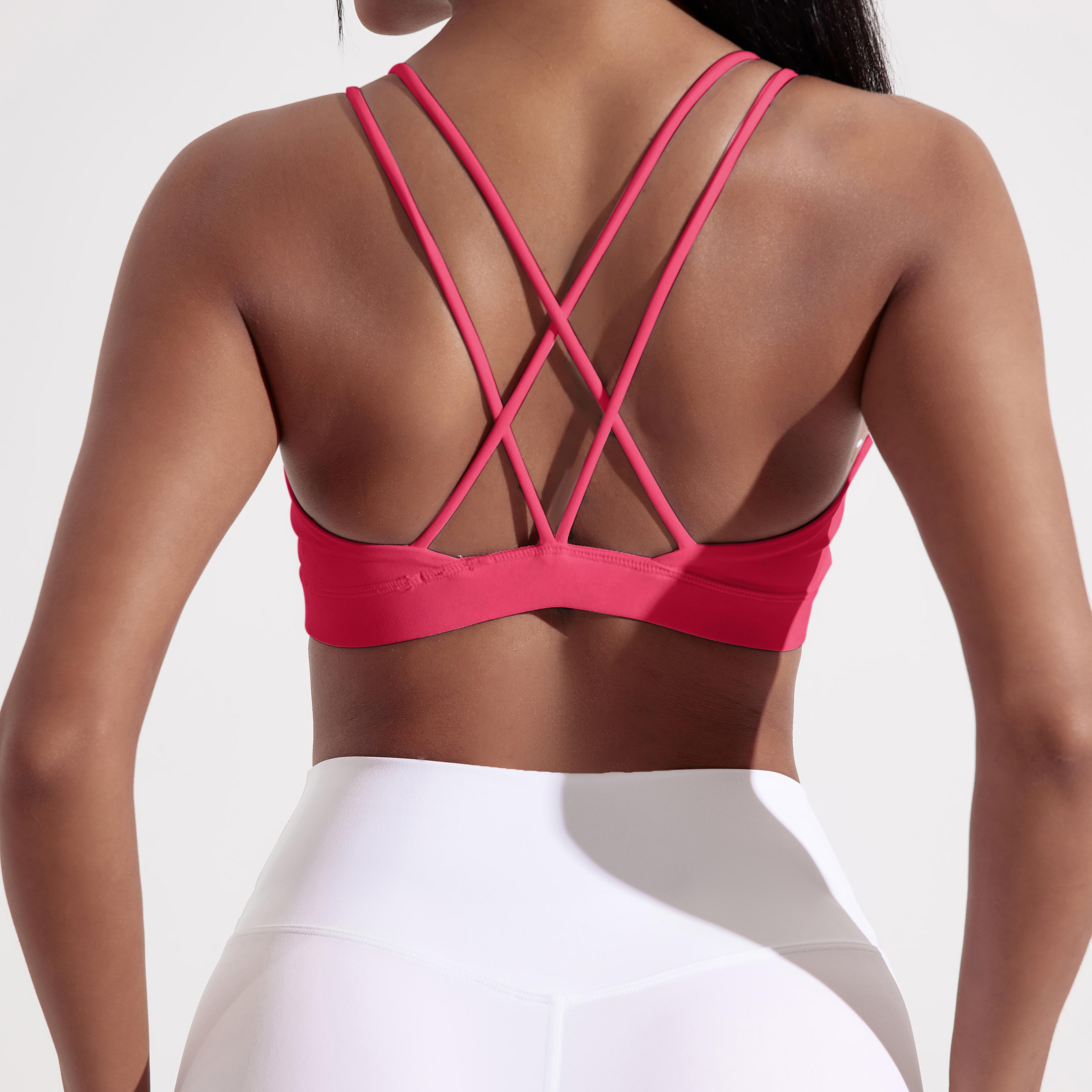 Solid Color Cross Fitness Bra Soft High Strength Women Tight Sport Top Comprehensive Training Gym Y 12