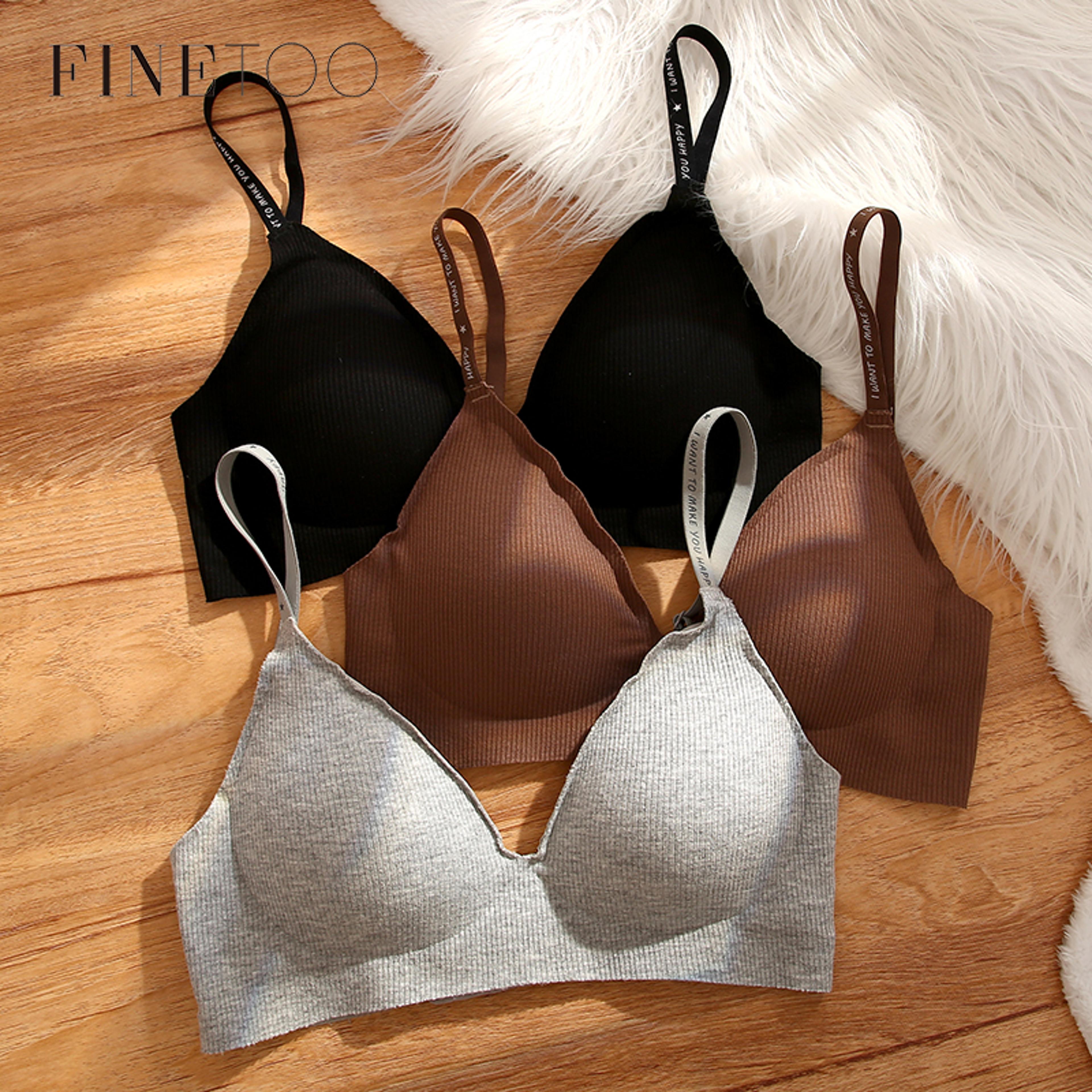 women wireless bra, deep v padded bralette, sexy trendy stripe knitting bras, solid ladies underwear