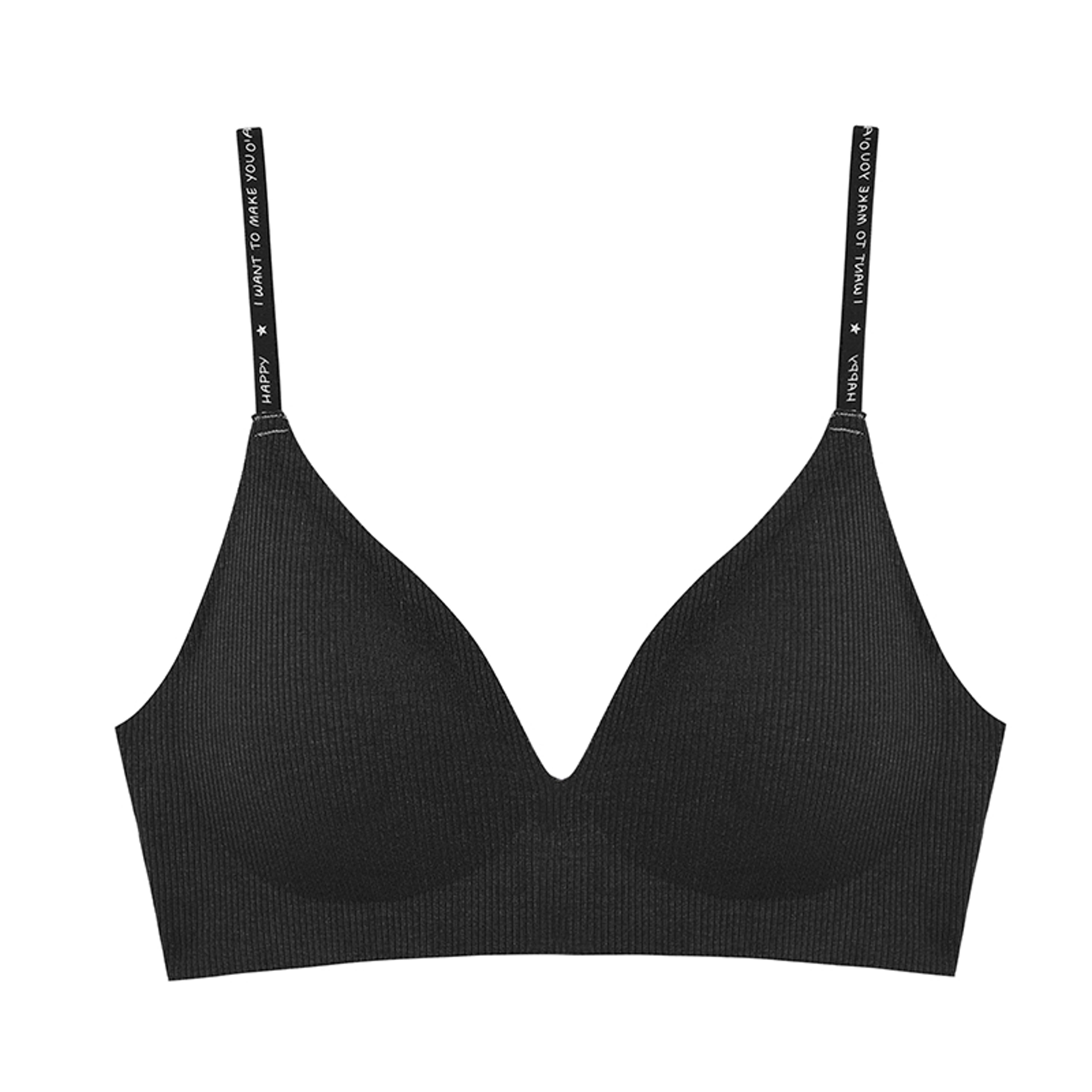 Women Wireless Bra Deep V Padded Bralette Sexy Trendy Stripe Knitting Bras Solid Ladies Underwear 4