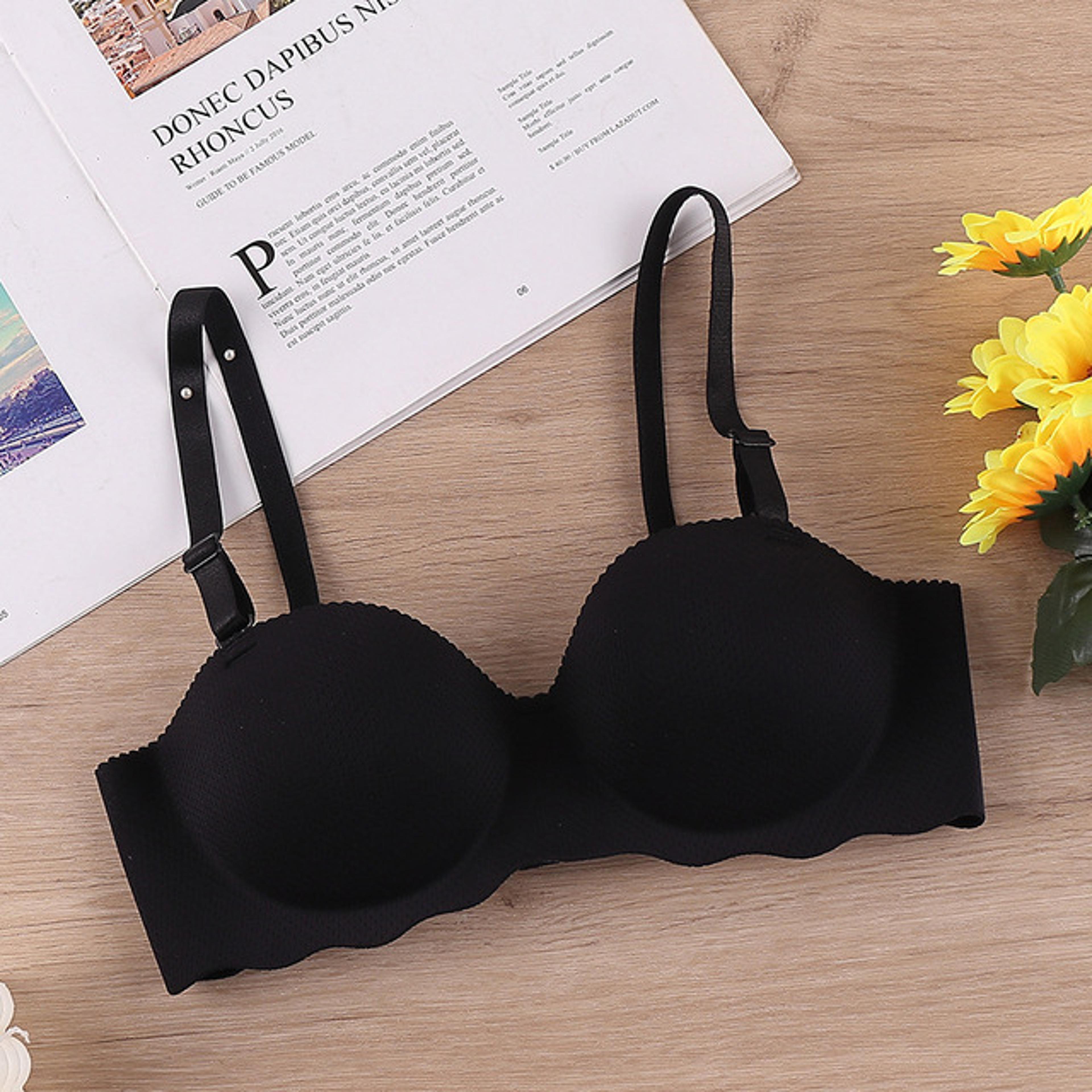 Thin Onepiece Seamless Womens Bra Detachable Shoulder Strap Gathered Bralette Comfortable Sleep Bra 7
