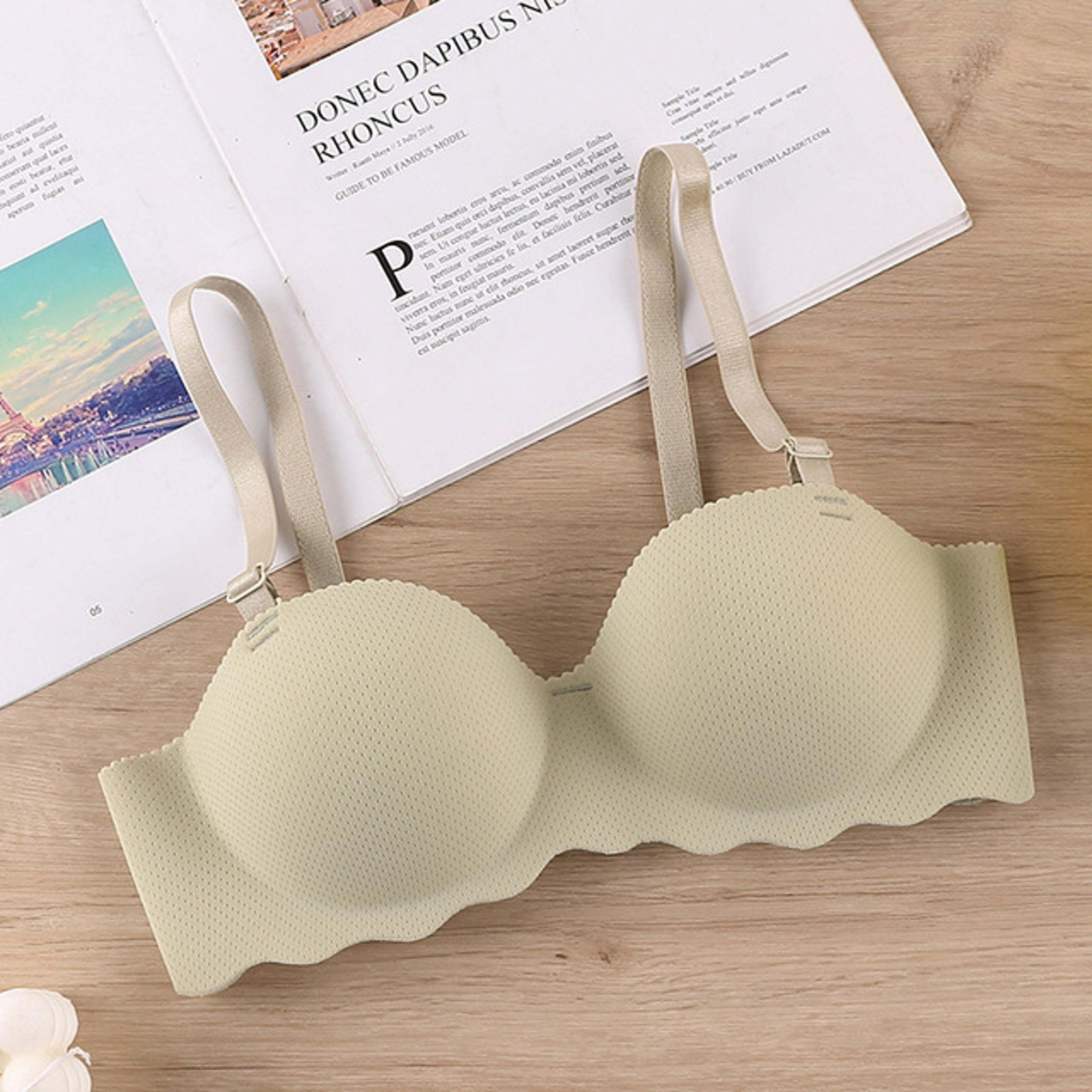 Thin Onepiece Seamless Womens Bra Detachable Shoulder Strap Gathered Bralette Comfortable Sleep Bra 15