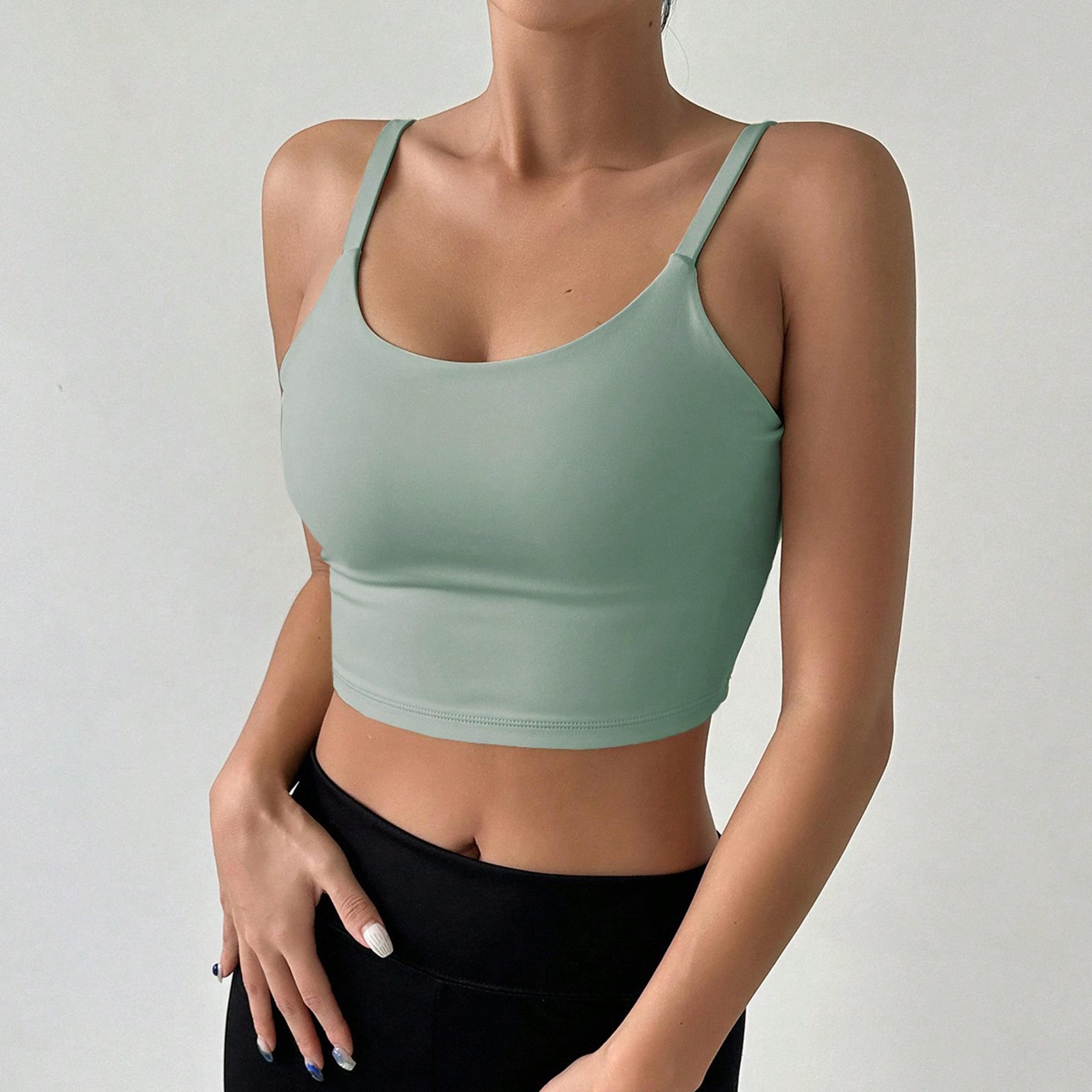 Yoga Underwear Women Breathable Solid UShaped Sports Bra Top Gym Athletic Tight Workout Vest With C 0