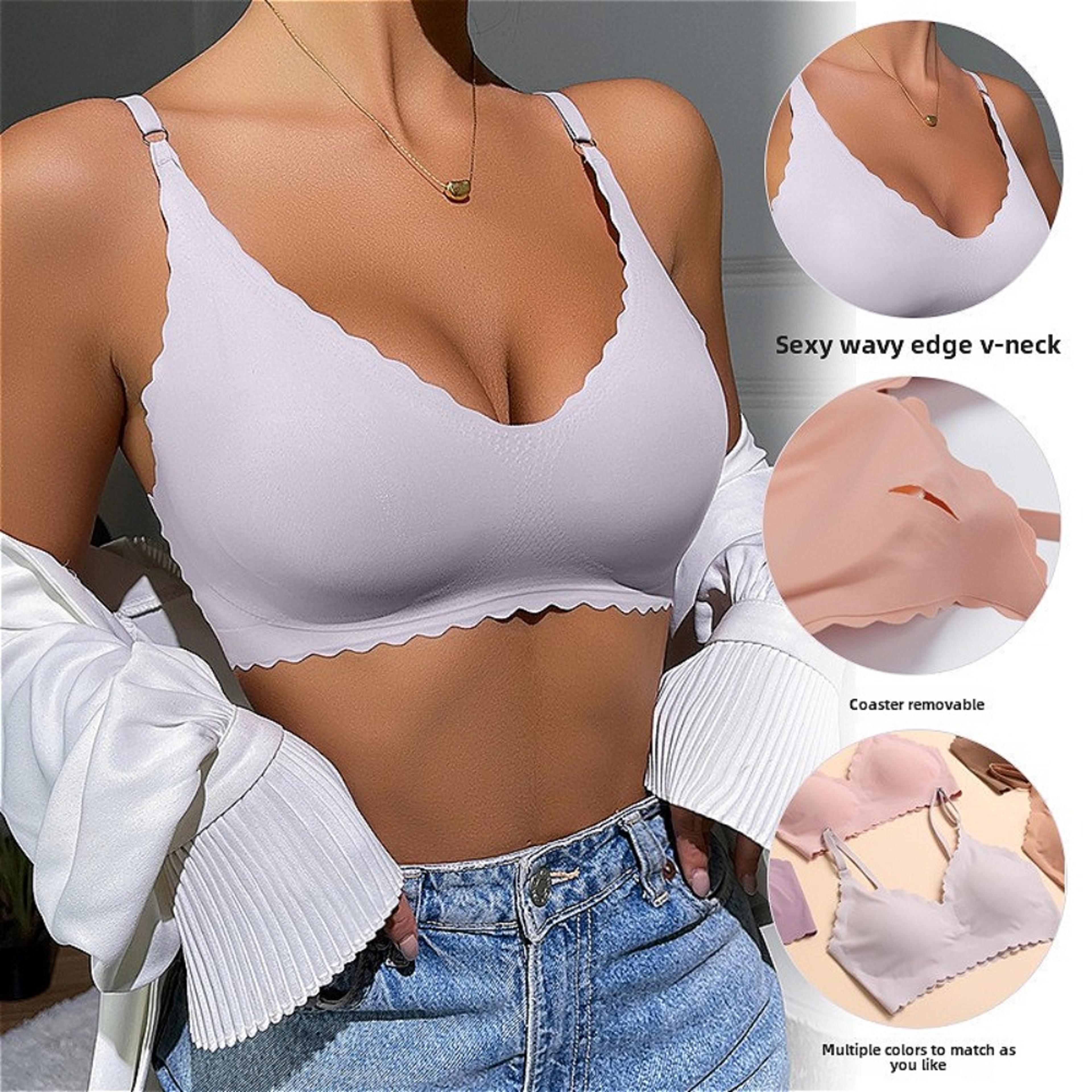Ice Silk Underwear Comfy Bra WireFree Padded Wavy Edge Invisible Yoga Wear Ladies Bra Seamless Brea