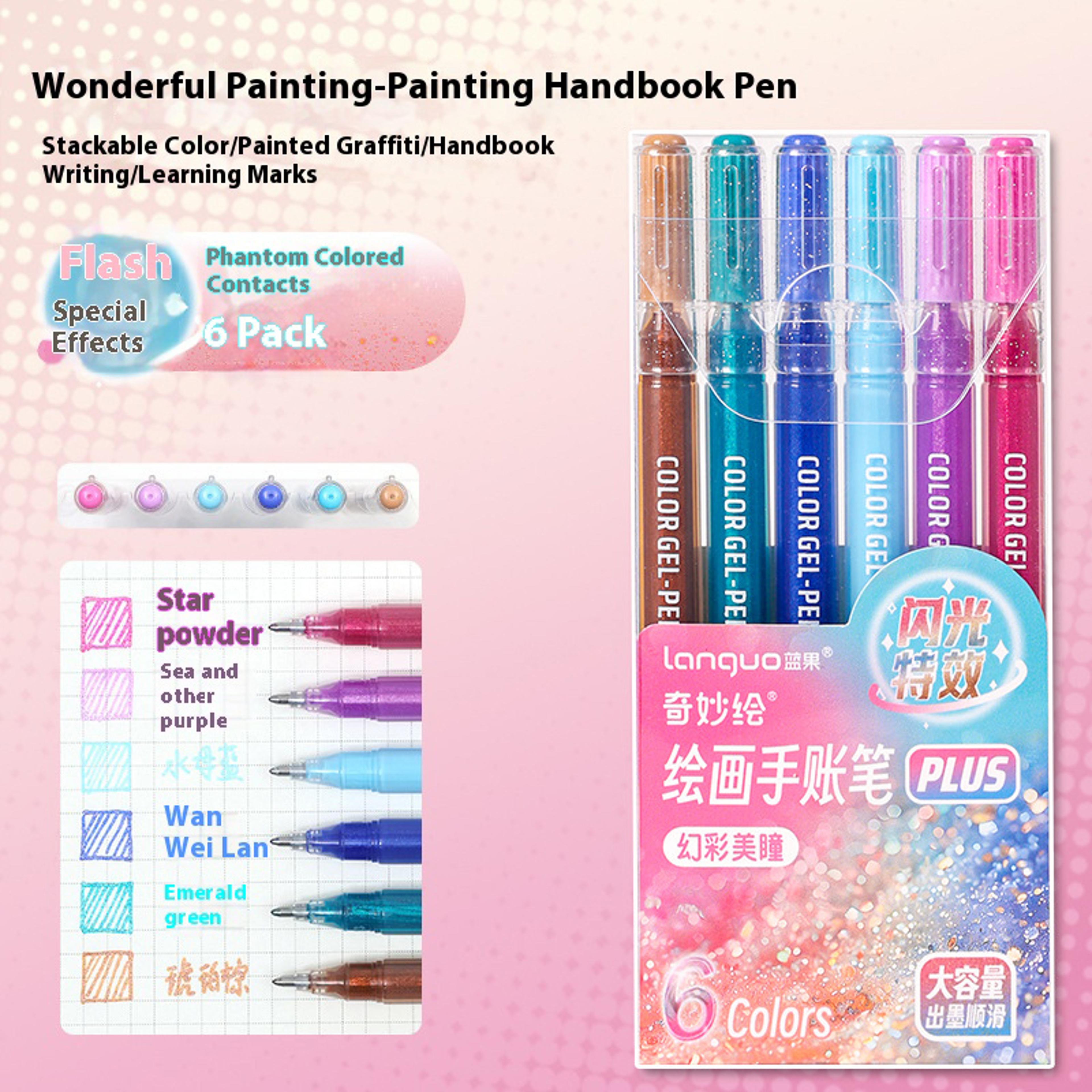 Glitter Effects Color Gel Pen Set Student Writing Pen Painting Highlight Take Note Handbook School  10