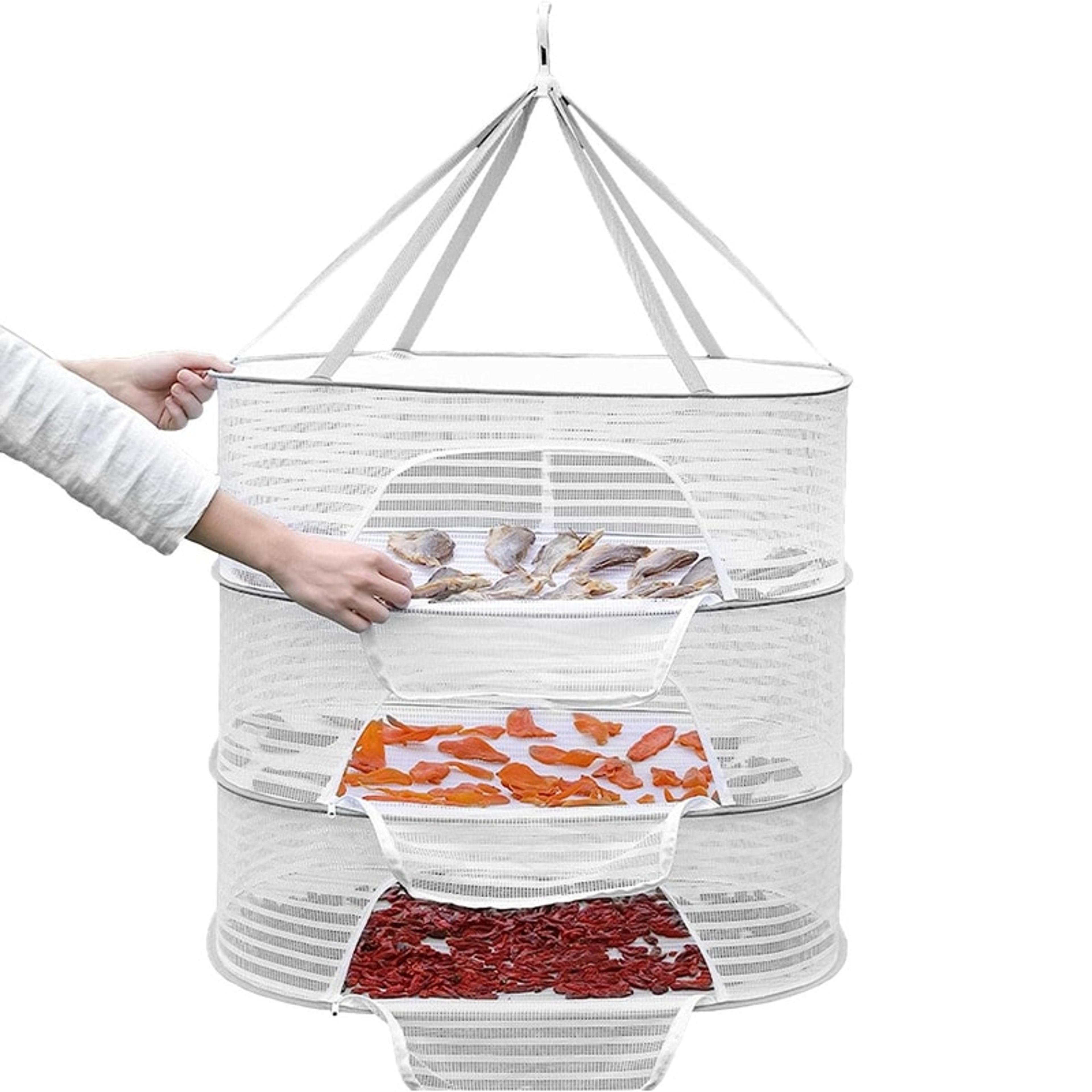 Portable Mesh Clothes Hanging Dryer Folded Herb Rack For Buds Fruits Hydroponics Flowers Vegetables 0