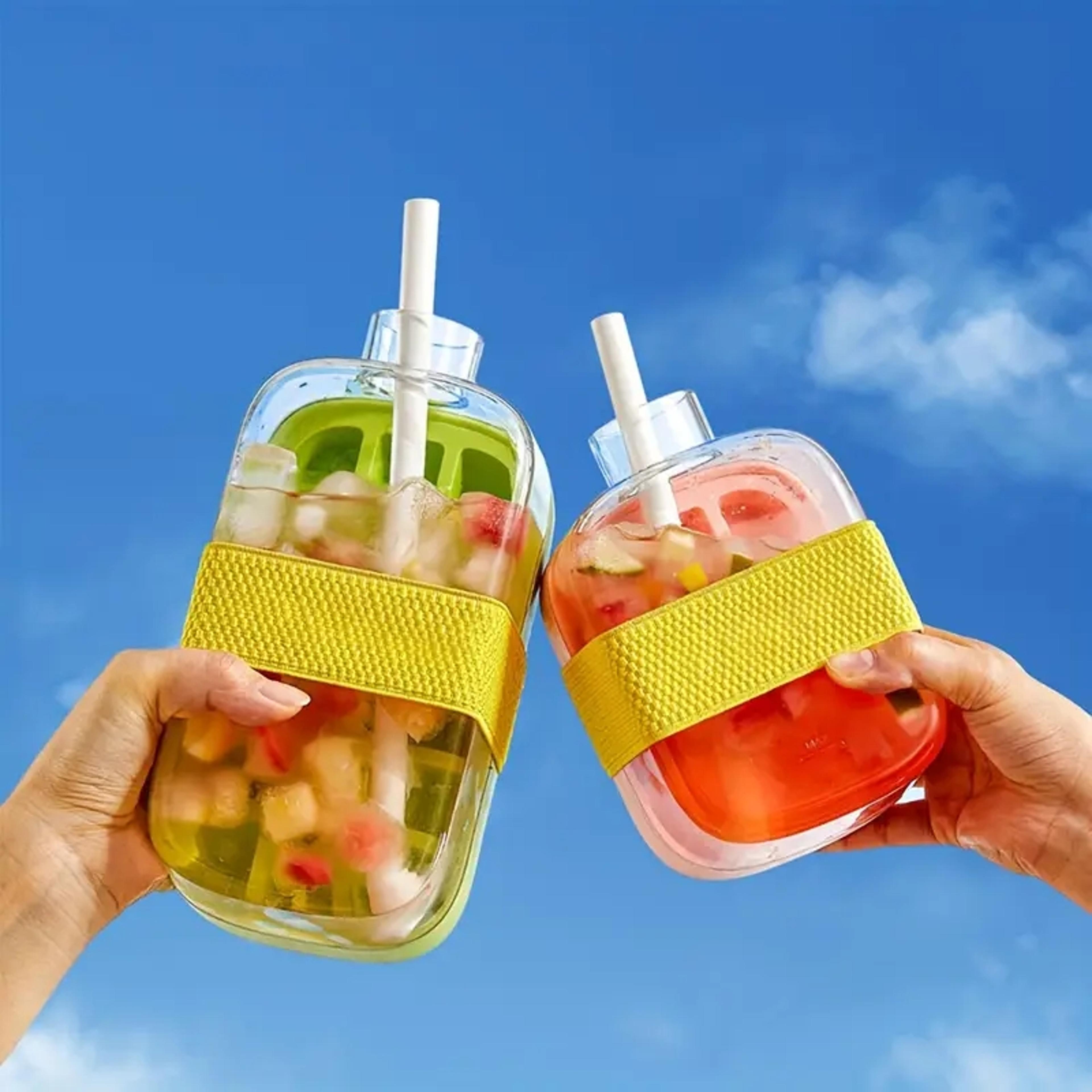 Silicone Ice Cube Tray With Lid No Spill No Touch Design Straws Cable Tie Mold For Freezer 0