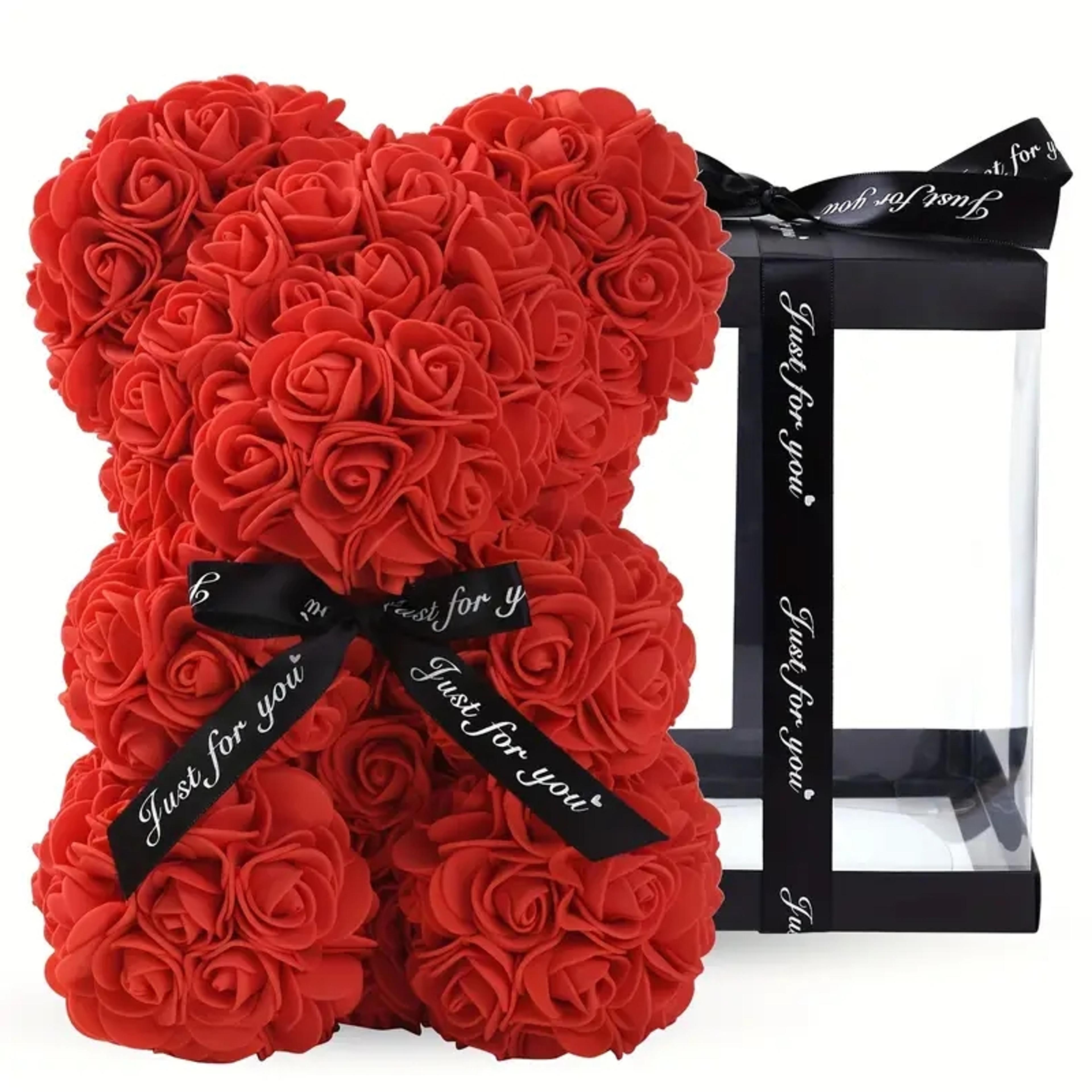 Valentines Rose Bear Gifts For Her Red Artificial Flowers Bear With Rose Bouquet Romantic Gift For  5