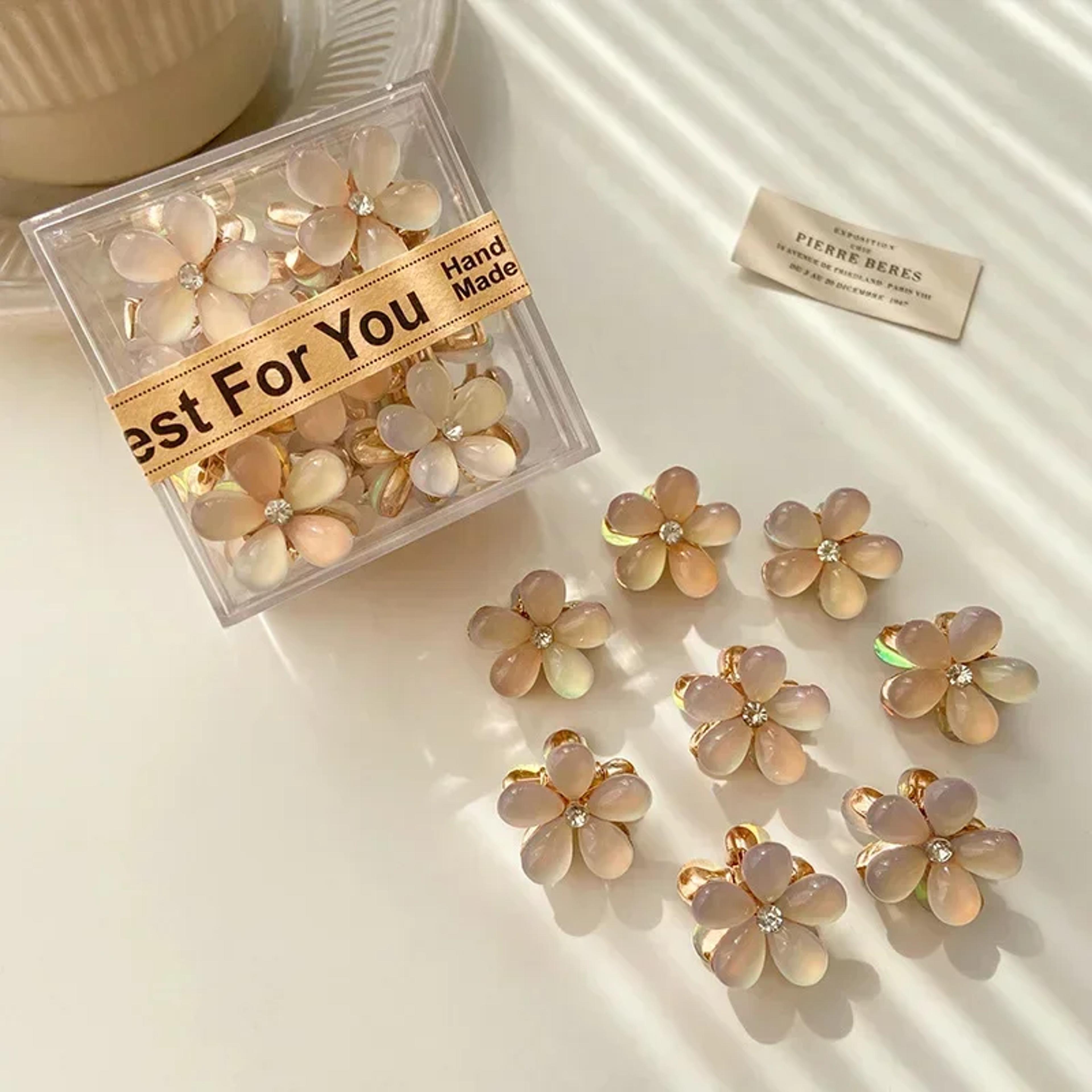 Cute Mini Flower Hairclip Claws For Women And Girls Colorful Opal Hairpins Sweet Small Headdress Ba 9