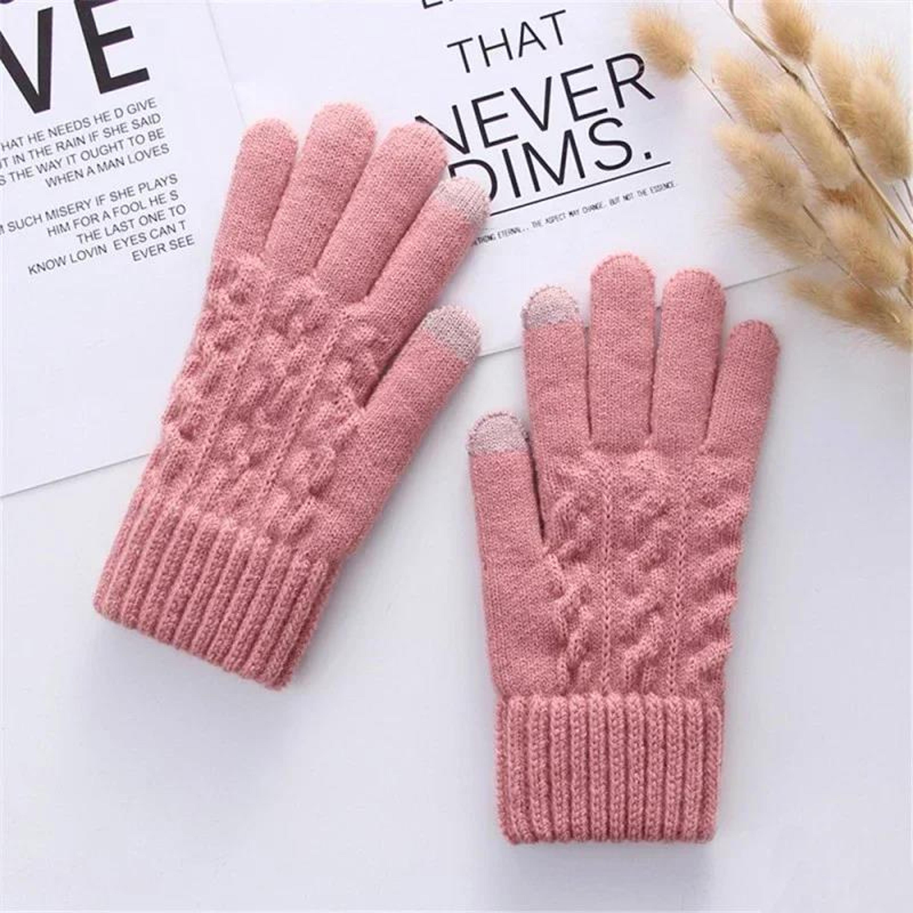 New Mens Warm Full Finger Gloves Winter Touchscreen Gloves Plus Fleece Gloves Wool Knitted Cycling