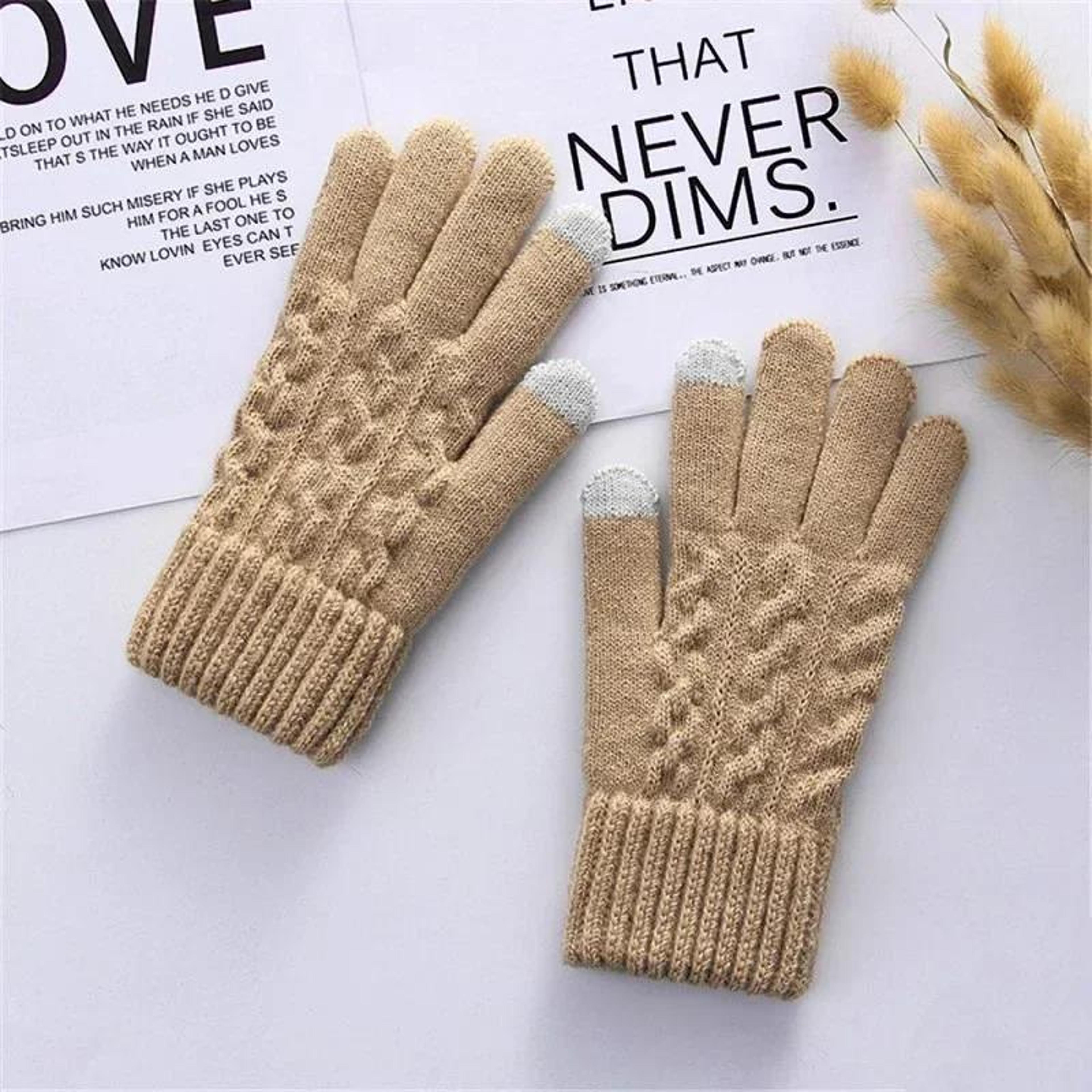 New Mens Warm Full Finger Gloves Winter Touchscreen Gloves Plus Fleece Gloves Wool Knitted Cycling