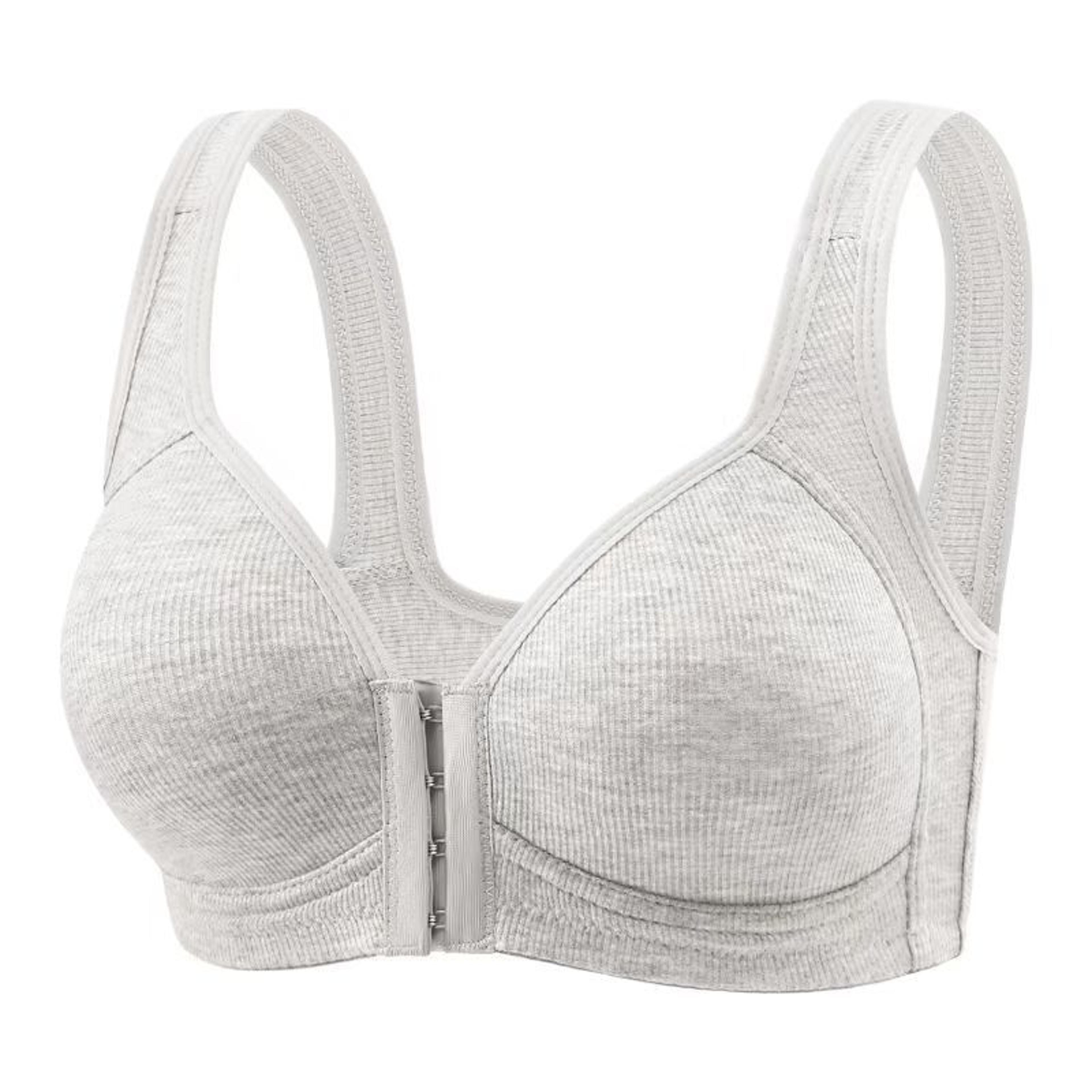 Womens Bra WireFree Front Closure Solid Color Full Coverage Fixed Cups Ideal For MiddleAged Elderly 10