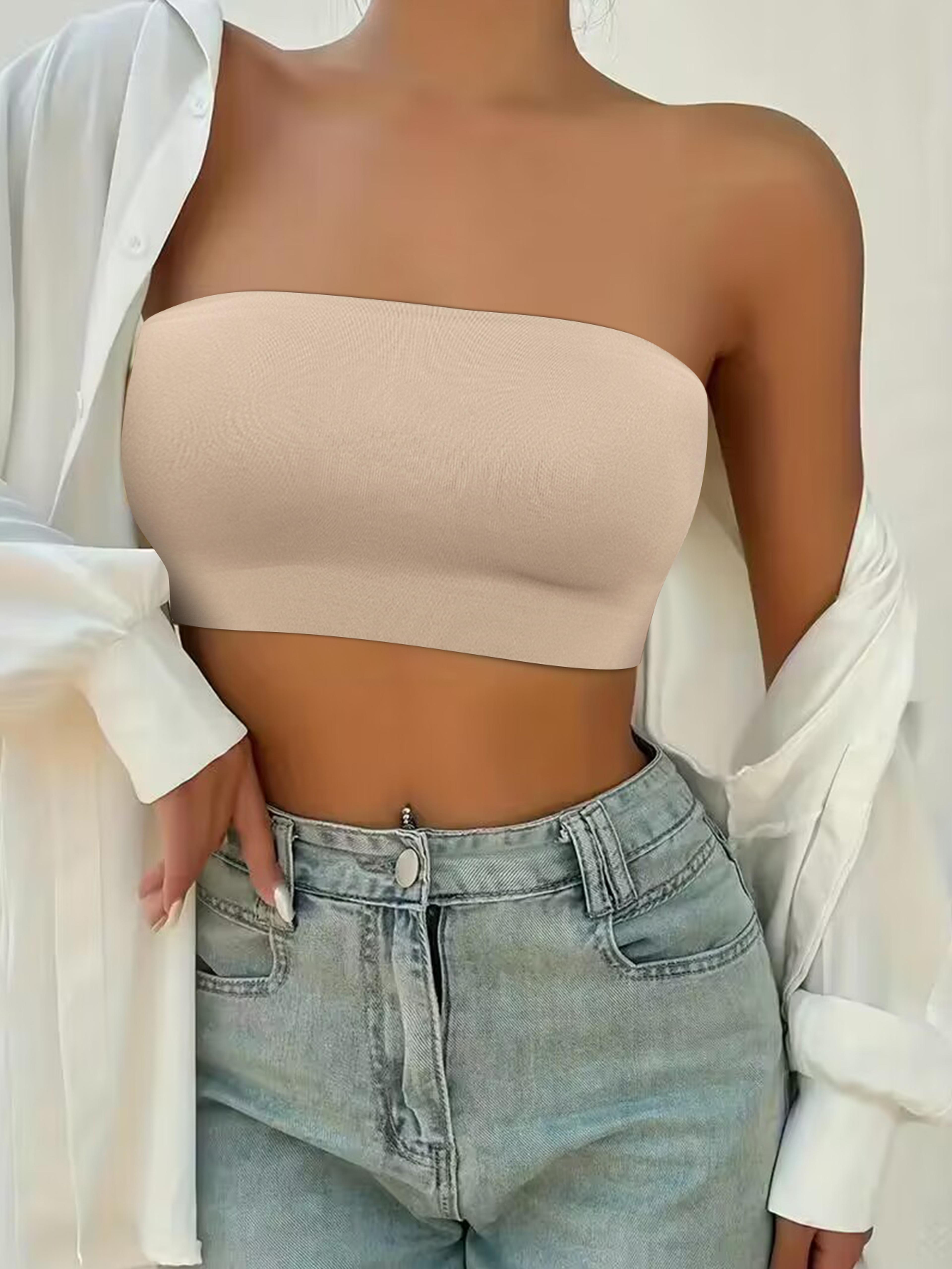 Varsbaby Women Tube Strapless Bra Chest Wrap Bandeau Unlined Seamless Comfortable Underwear Top 2