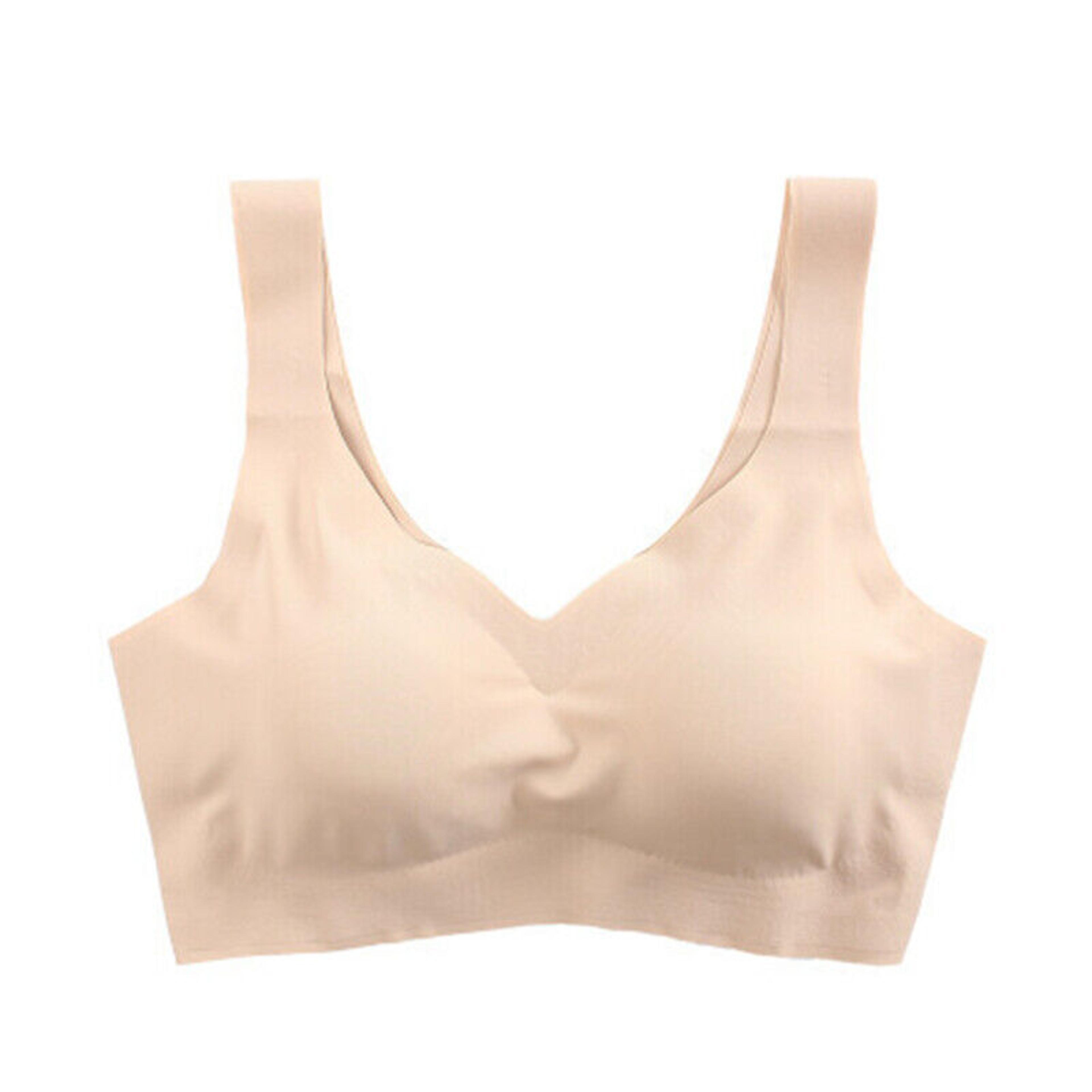 Women Seamless Ice Silk Bra Removable Chest Pad Lifting Bralette No Steel Ring Breathable Push Up Y