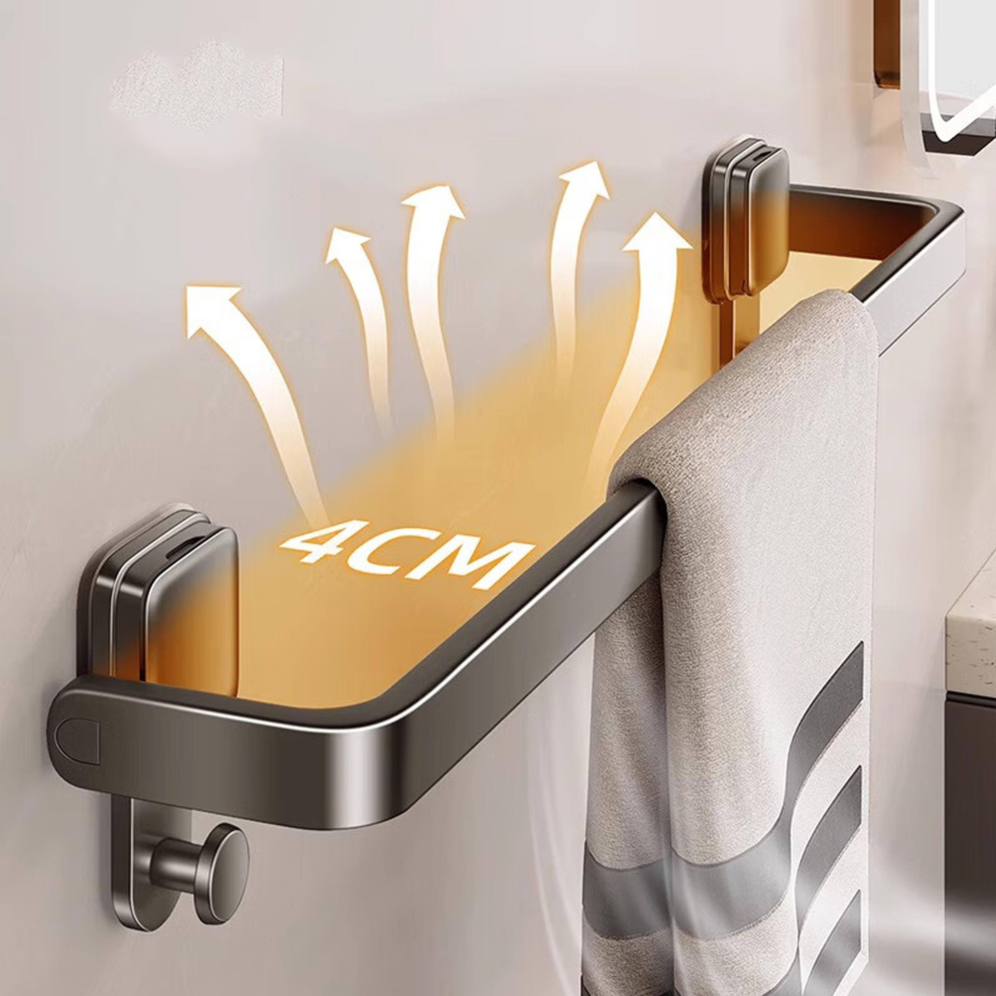 Suction Cup Folding Bathroom Hand Towel Rack Towel Holder Wall Mount No Drill Towel Bar Apartment 1