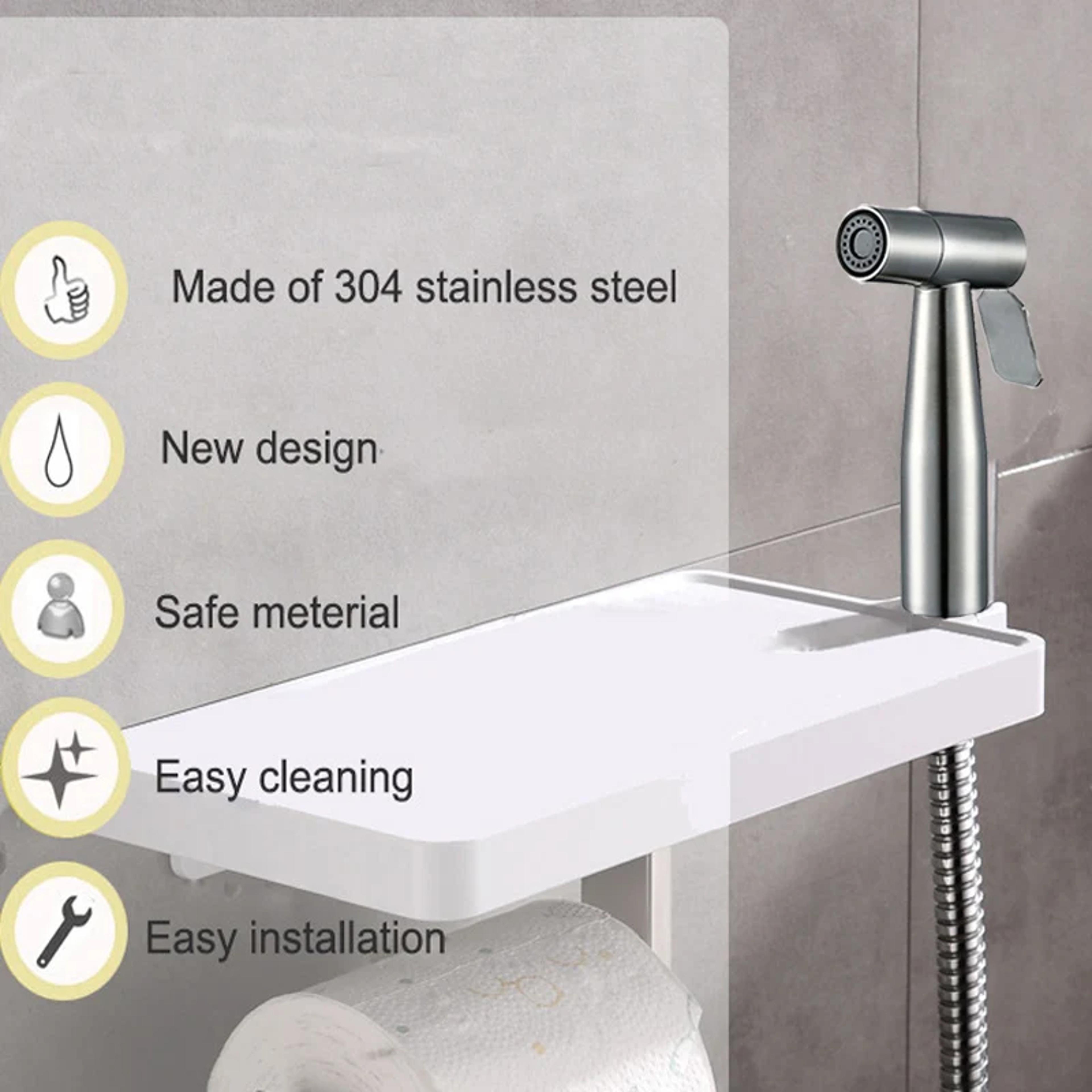 Stainless Steel Portable Toilet Spray Gun Bathroom Flushing Device Outdoor Cleaning Booster For Sea 4