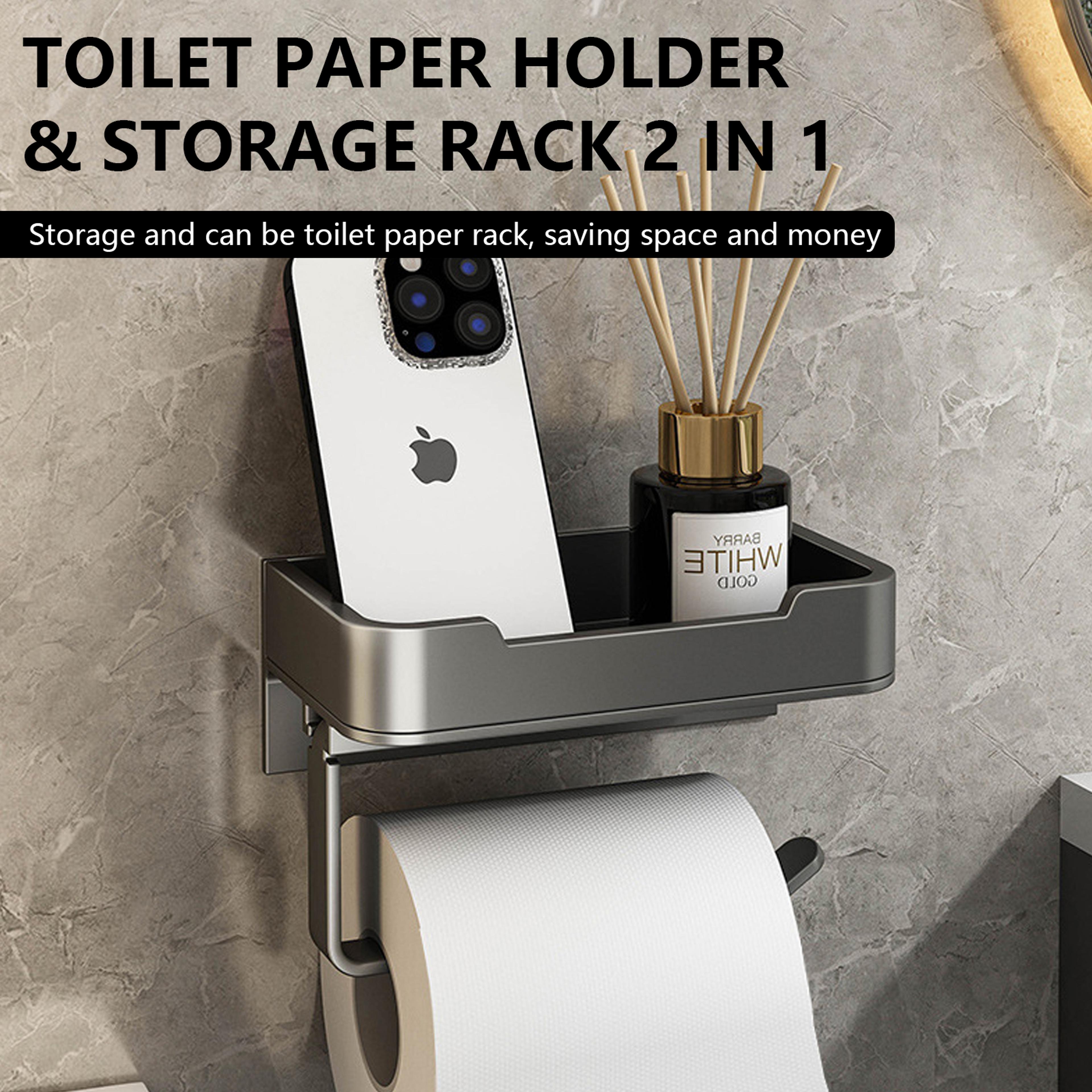 toilet paper holder space, aluminum wall mounted, black toilet paper roll holder, bathroom accessories, storage shelf