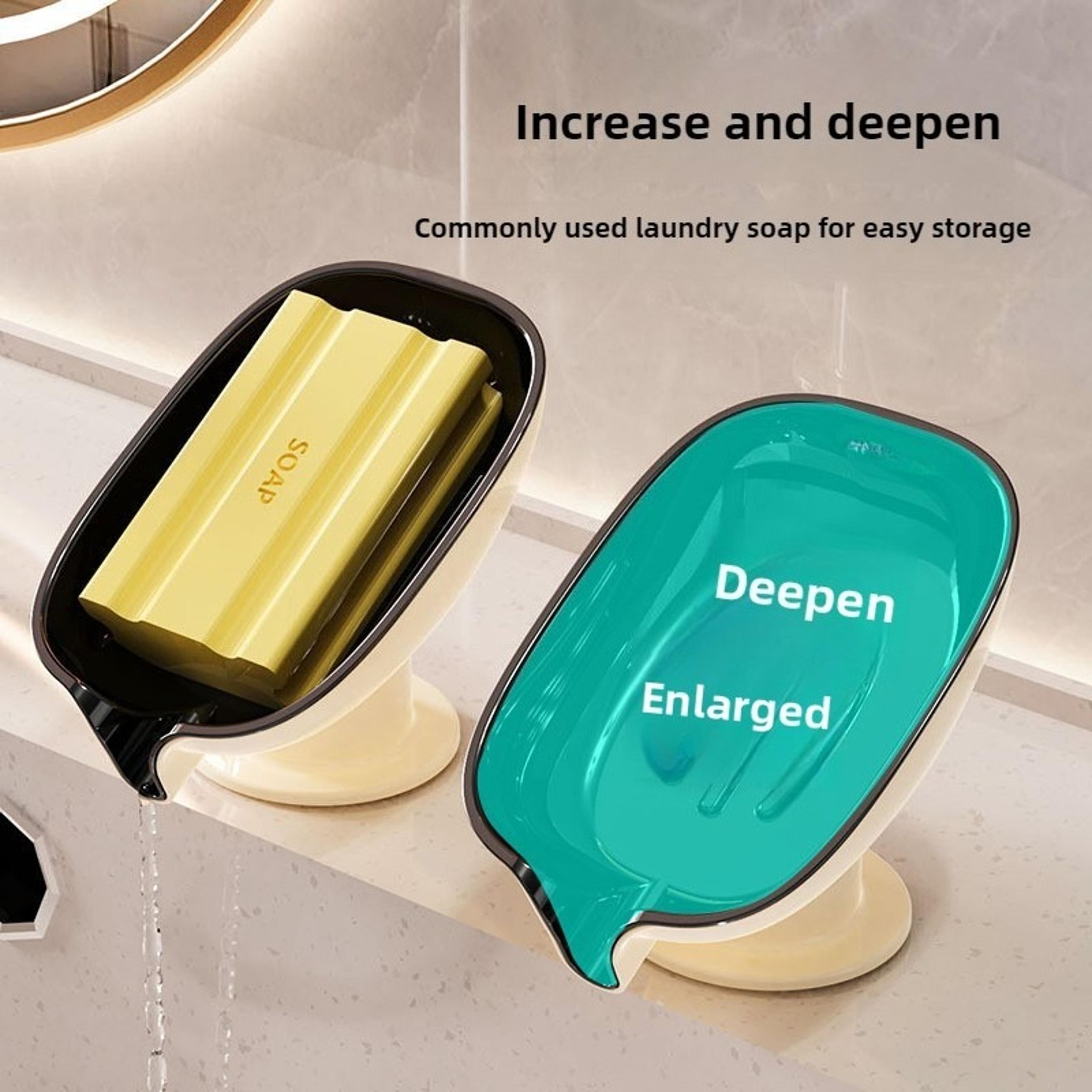 Luxury Suction Cup Soap Box Drain Free Punching Household Soap Rack Bathroom Shelf Countertop 2