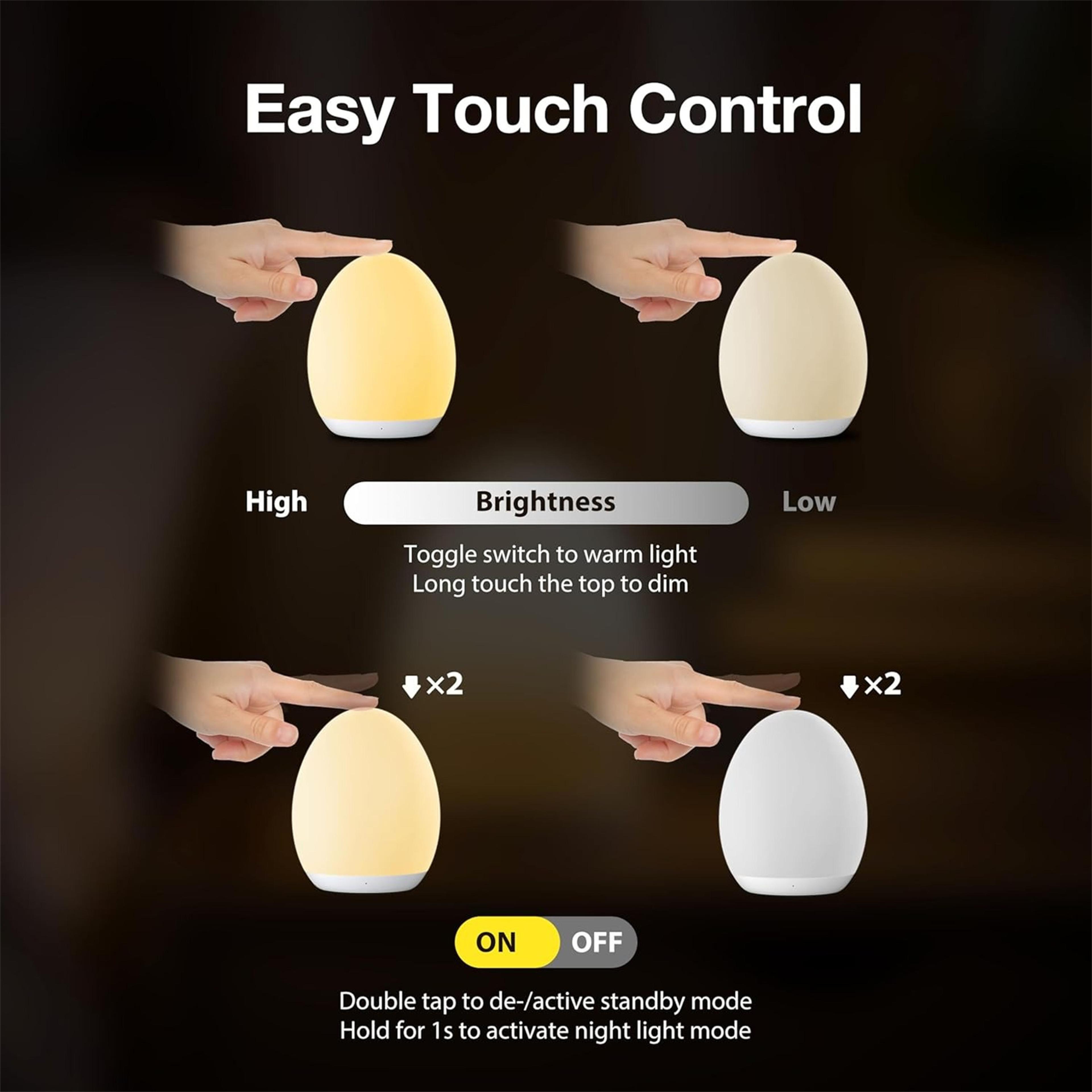 LED Night Lights USB Rechargeable Egg Shape RGB Lamp Eye Protection Baby Feeding Sleeping Outdoor B 3