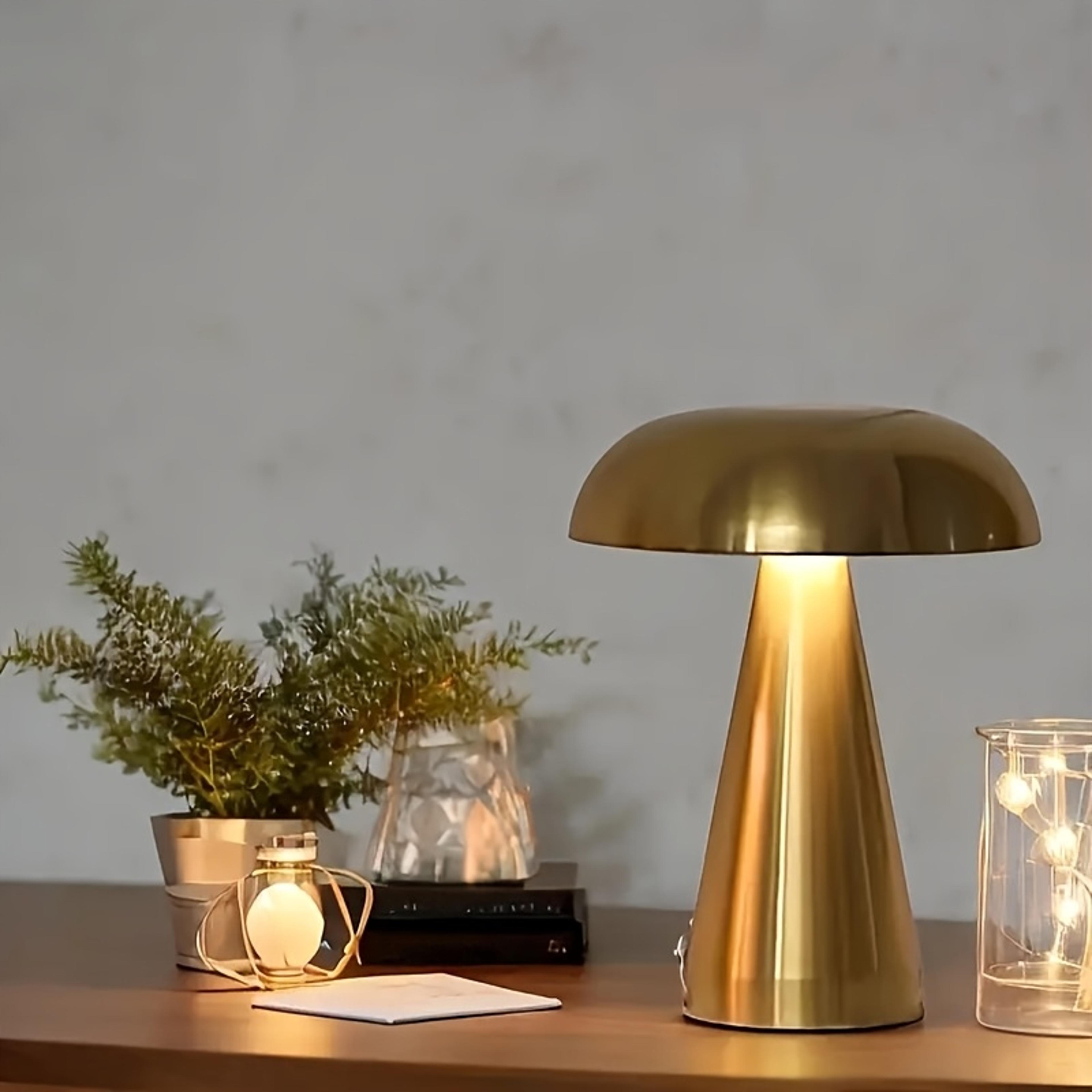retro mushroom led table lamp, rechargeable touch sensor bedside lamp, reading light for bedroom, restaurant and bar