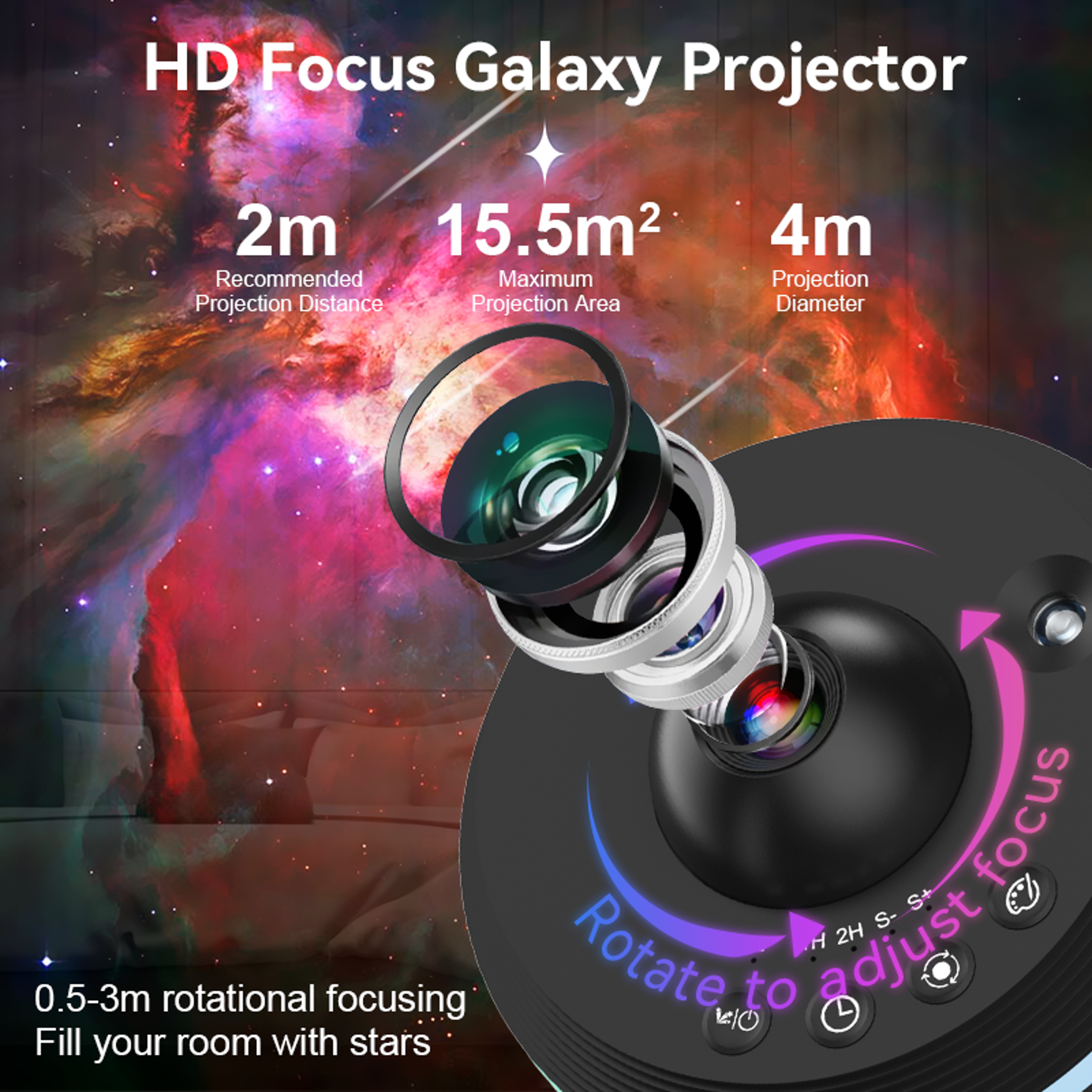 Galaxy Star Projector Meteor Ultra Clear Night Light Rotary Space Ball Planetarium Projector For Ki 3
