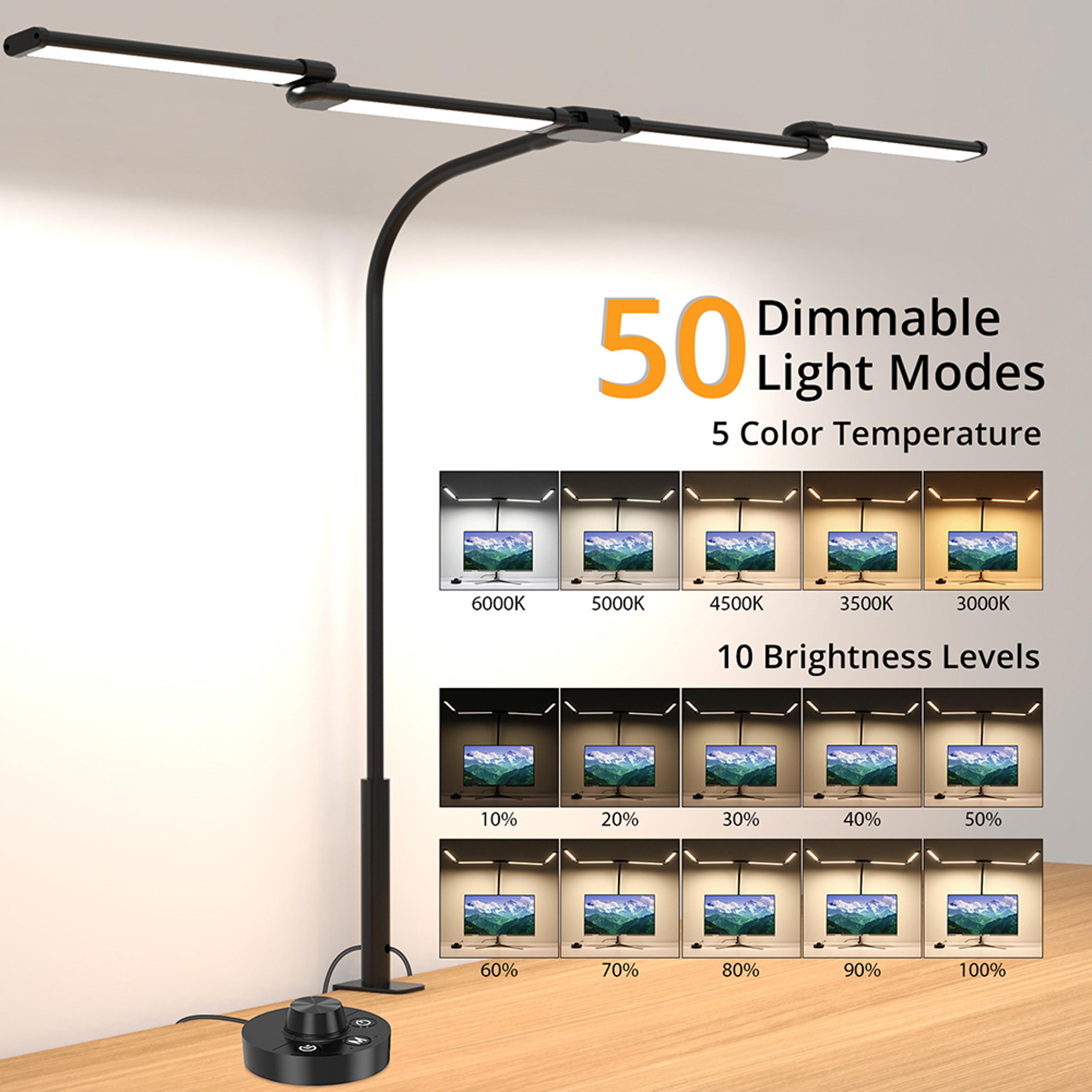 LED Desk Lamp With Clamp Architect Desk Lamp For Home Office Ultra Bright Auto Dimming PC Light Ste