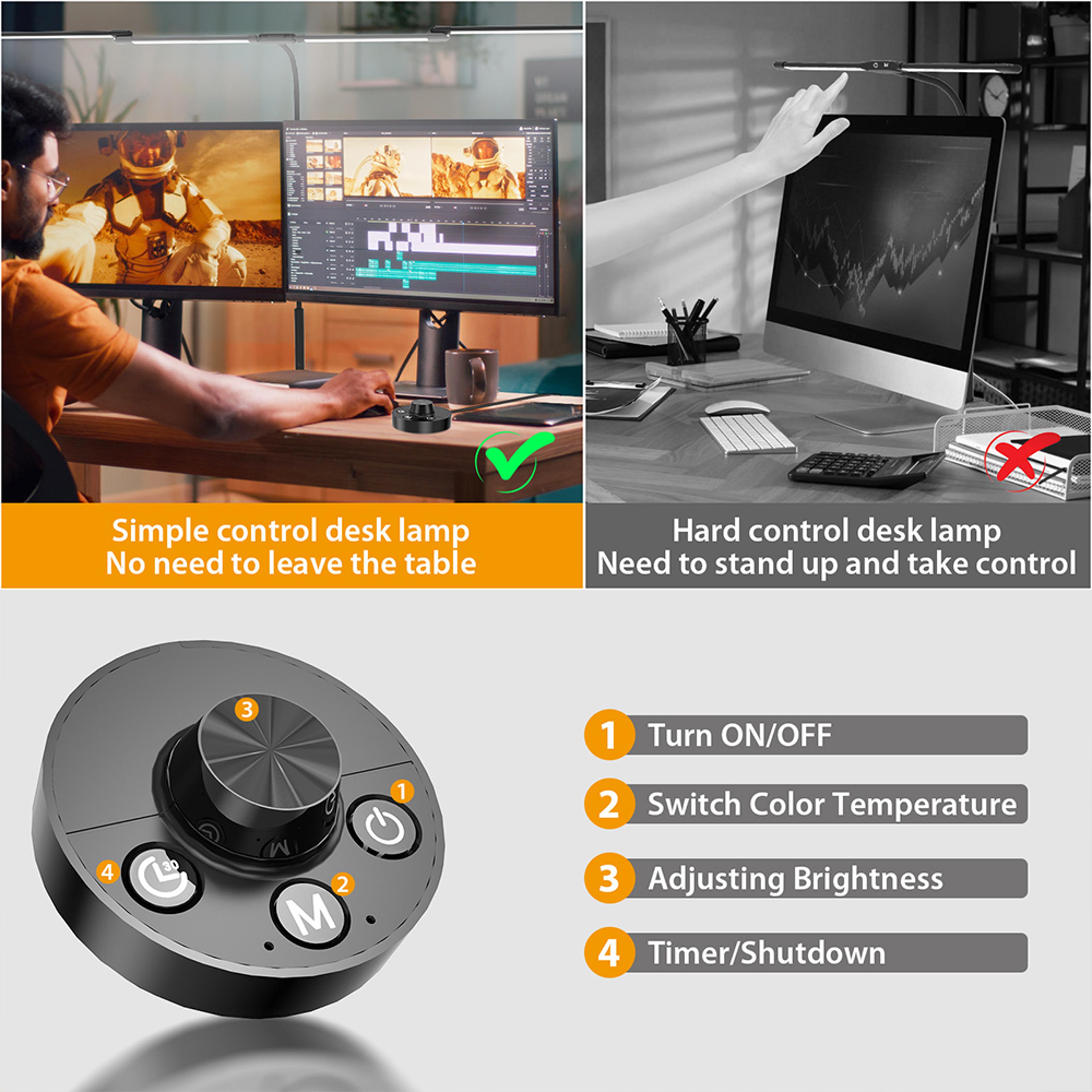 LED Desk Lamp With Clamp Architect Desk Lamp For Home Office Ultra Bright Auto Dimming PC Light Ste