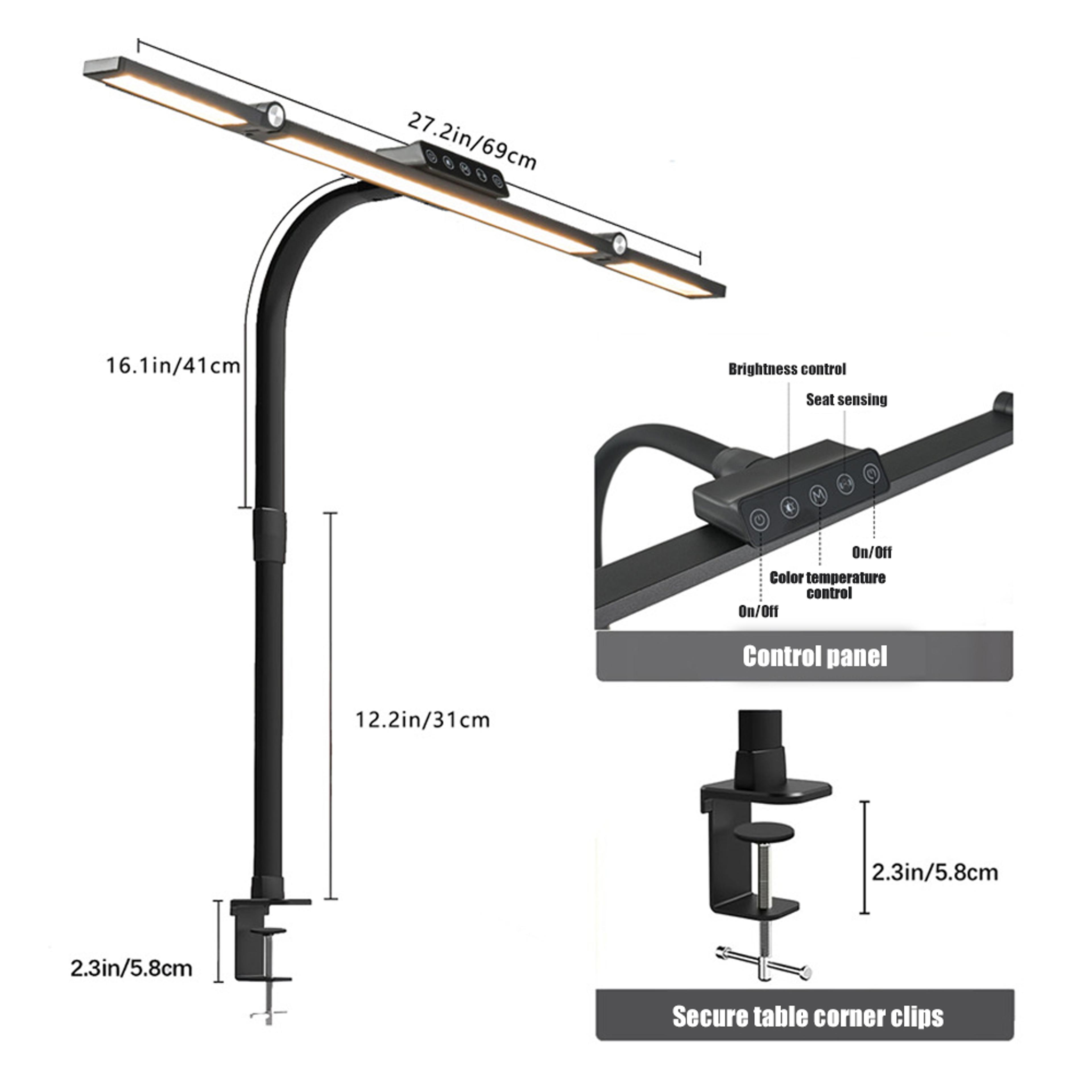 LED Desk Lamp With Clamp Architect Desk Lamp For Home Office Ultra Bright Auto Dimming PC Light Ste