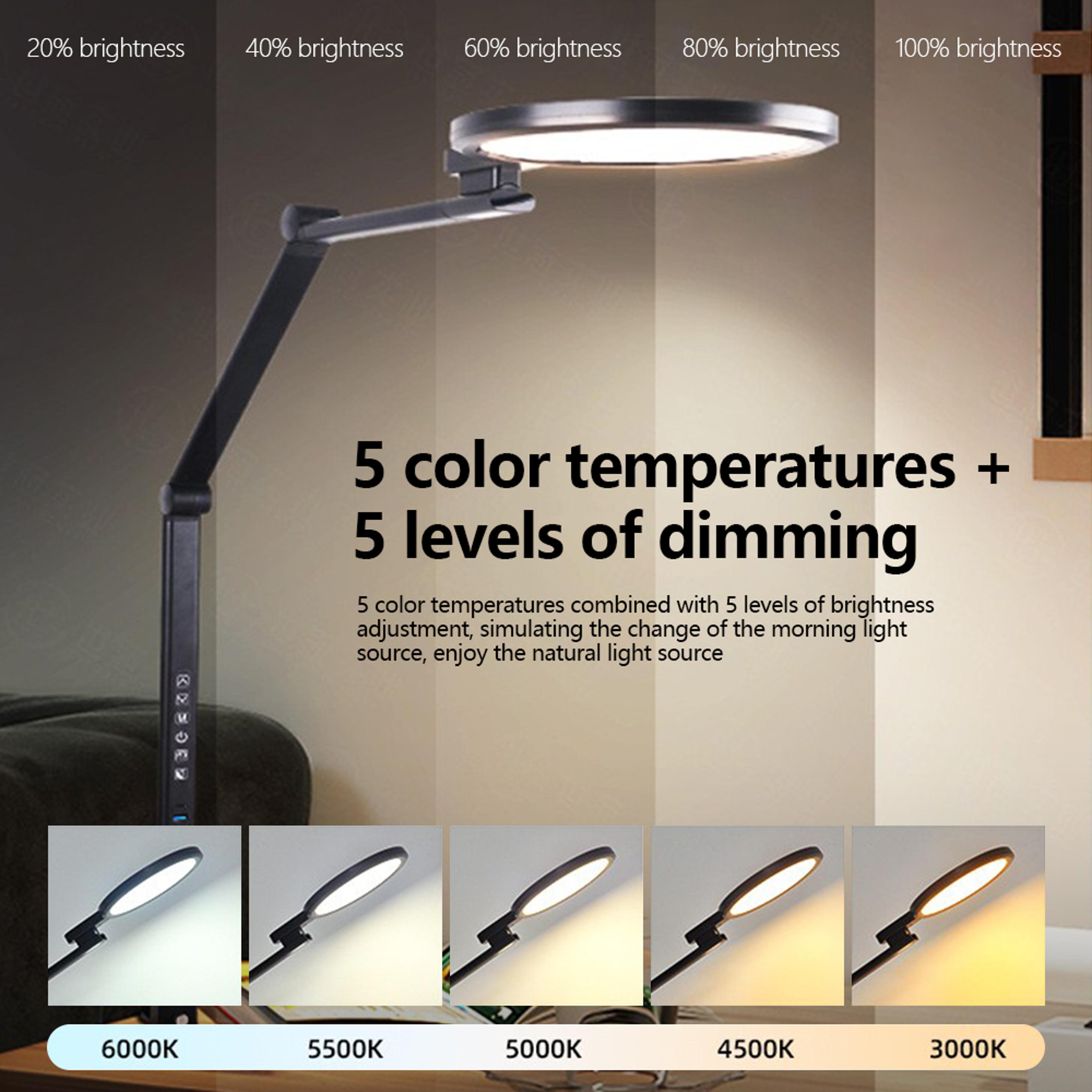 LED MultiFunctional Foldable Clip Reading Desk Lamp USB Output 5Colour Temperature EyeCring Desk La 4
