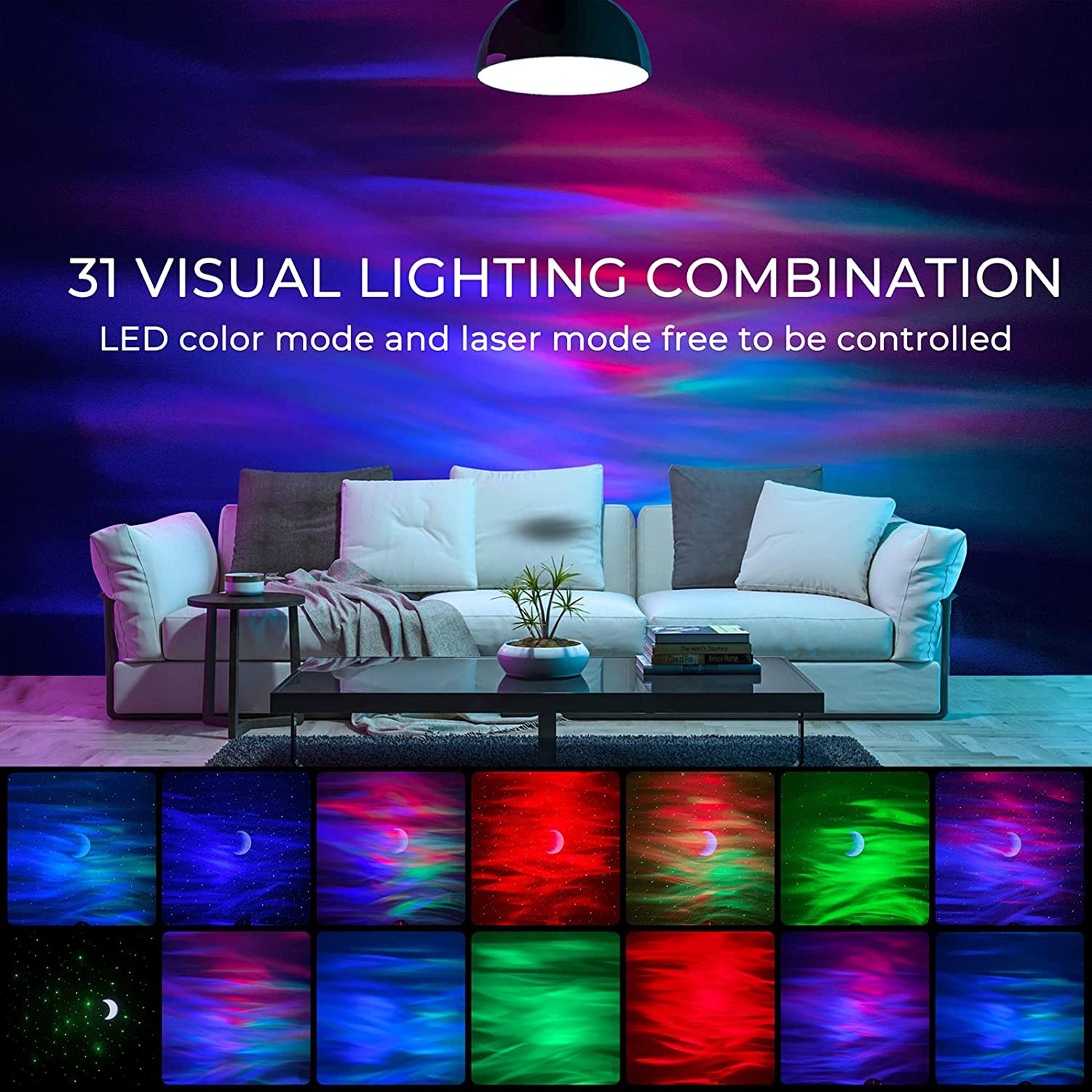 Aurora Projector Galaxy Star Projector Northern Light Moon Lamp For Bedroom Decor Bluetooth Music N 1